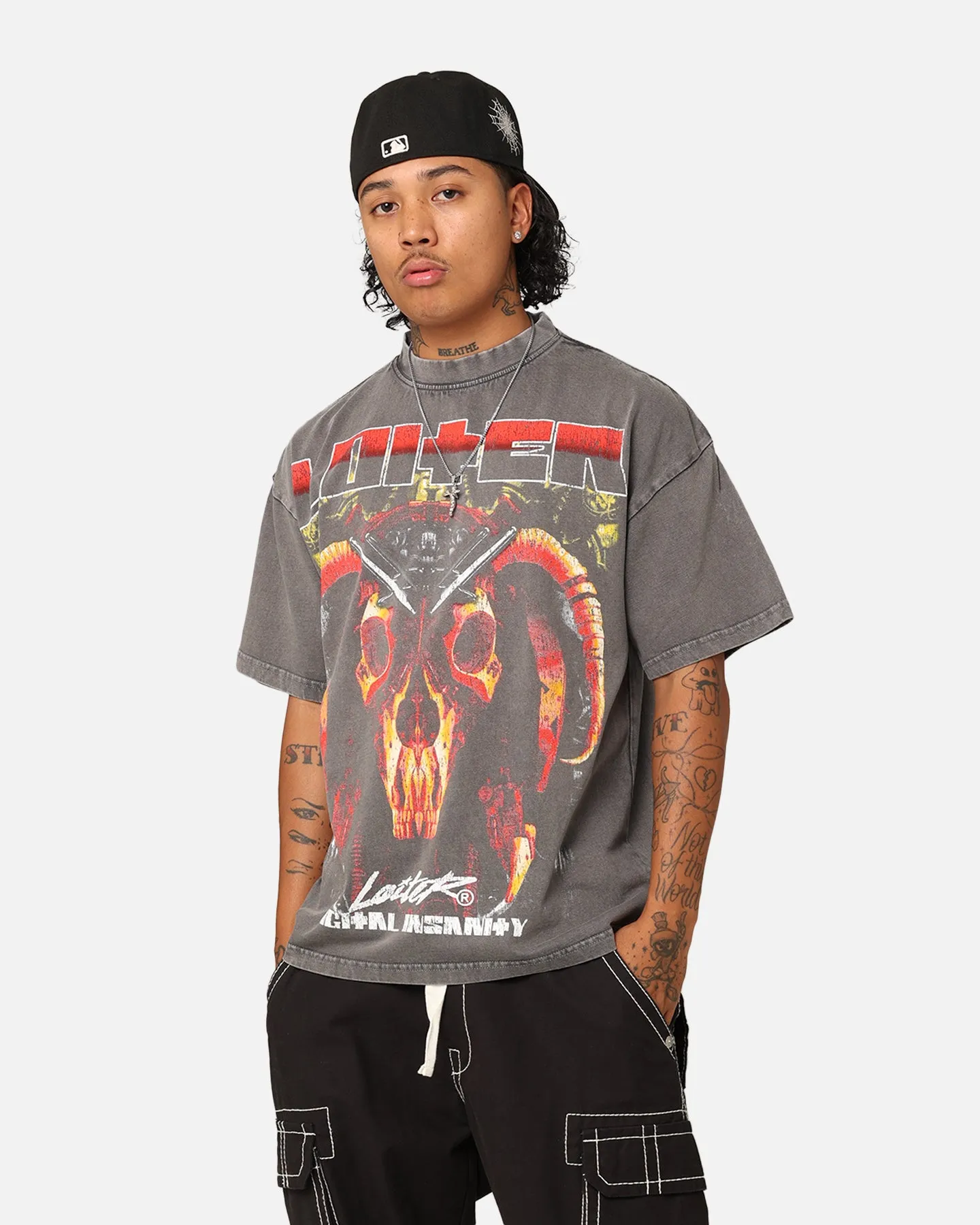 Loiter Digital Insanity Vintage T-Shirt Charcoal Stylish Fit