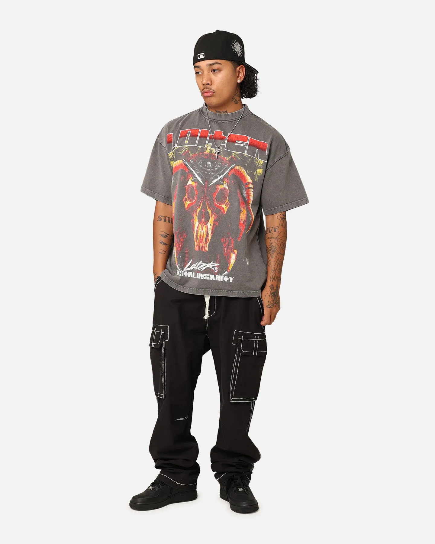 Loiter Digital Insanity Vintage T-Shirt Charcoal Reinforced Shoulder Seams Everyday apparel