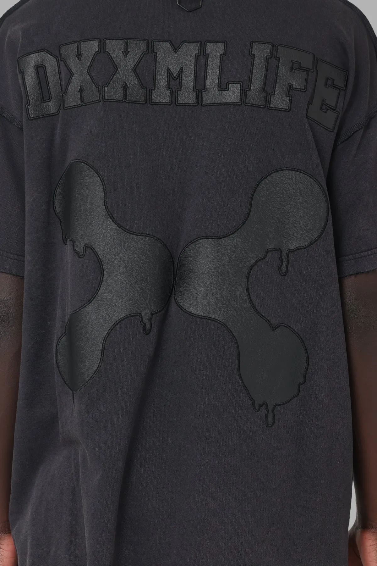 Playful Vibes Contrast Inner Binding DXXMLife L-5 Txnal Oversized T-Shirt Black/Black