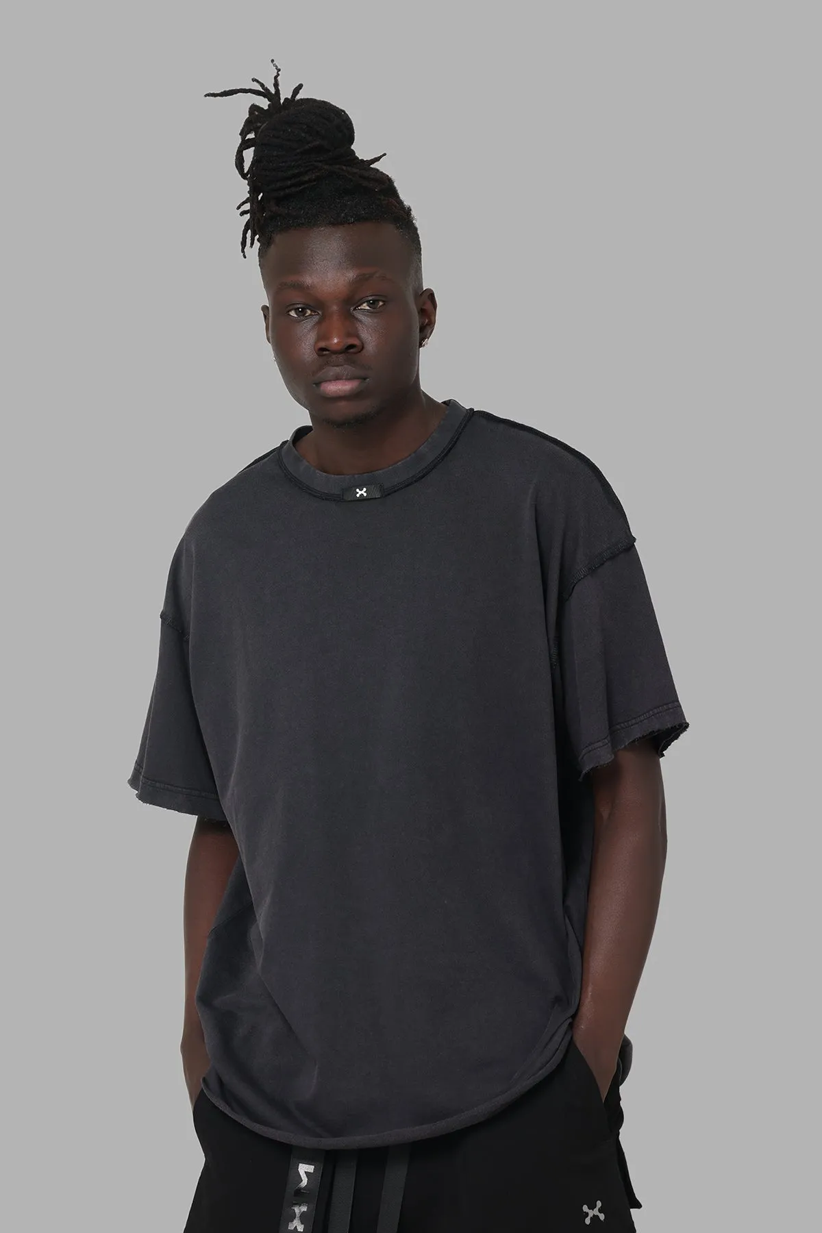 DXXMLife L-5 Txnal Oversized T-Shirt Black/Black Smart Fit Smooth Jersey Texture