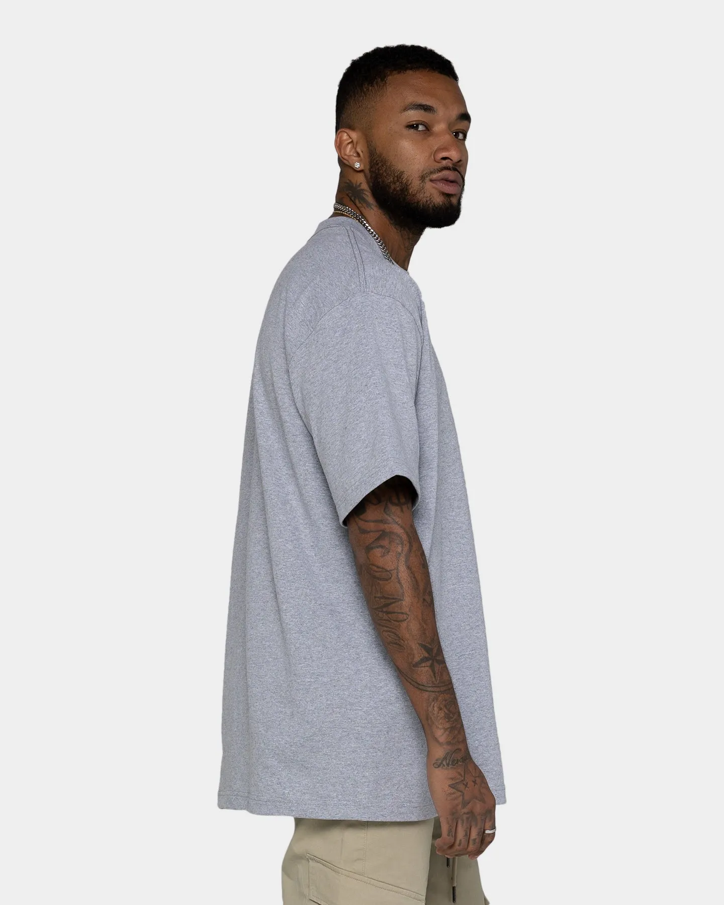 Shaka Wear Max Heavyweight Short Sleeve T-Shirt Heather Grey Moisture Management Fabric Casual Essential