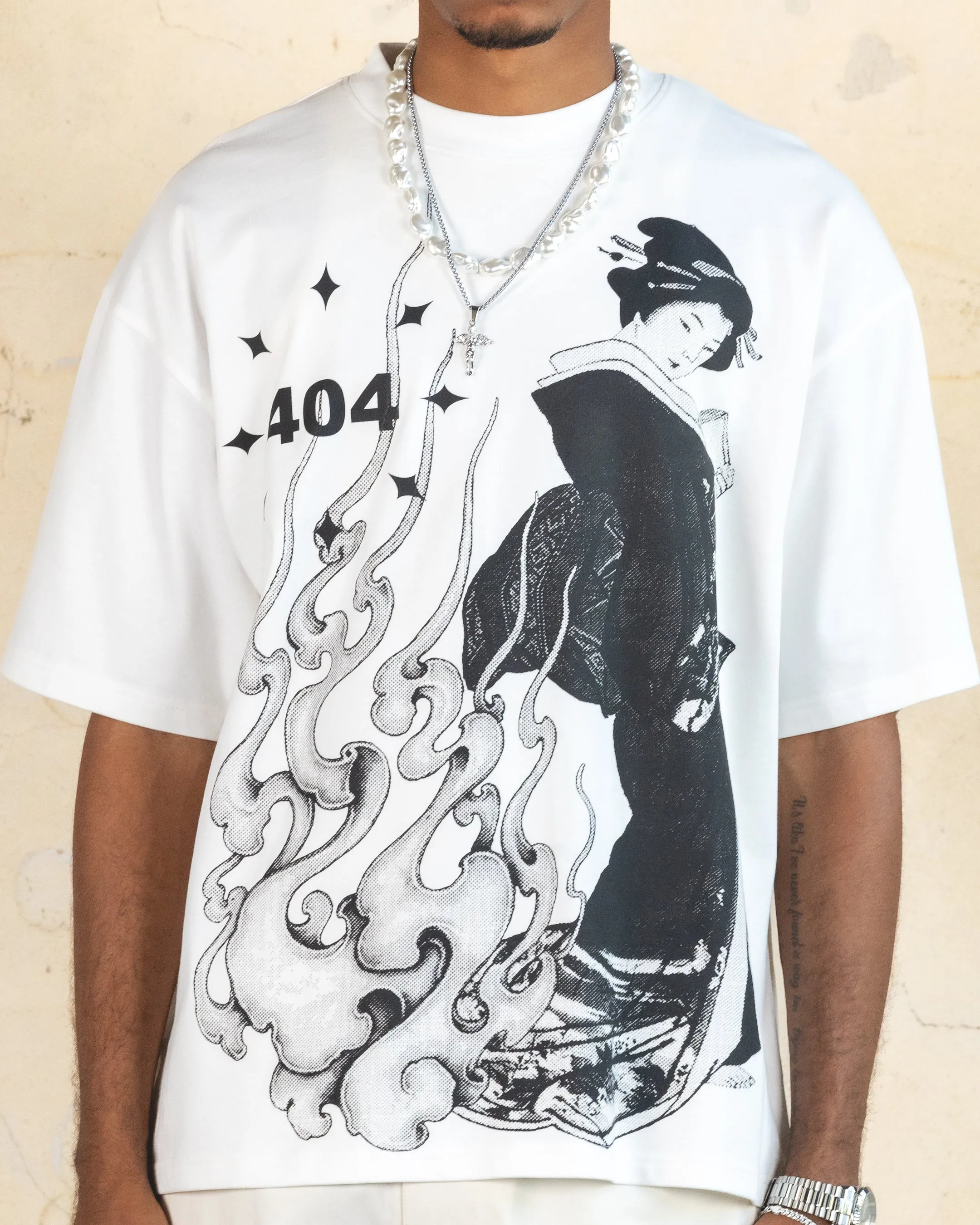 404 Geisha T-Shirt Off White Recycled Polyester