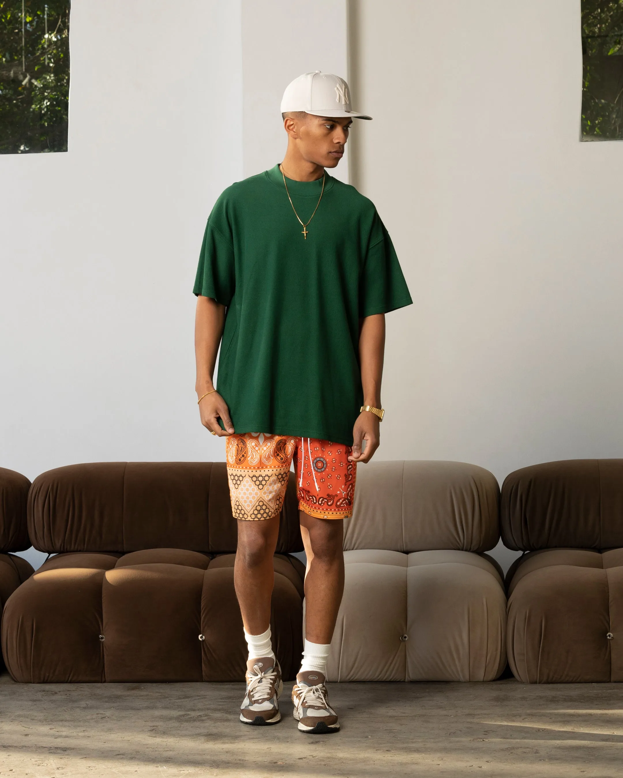 Skin Friendly Lining RecycledBlend Carre Terry Oversized T-Shirt Forest Green