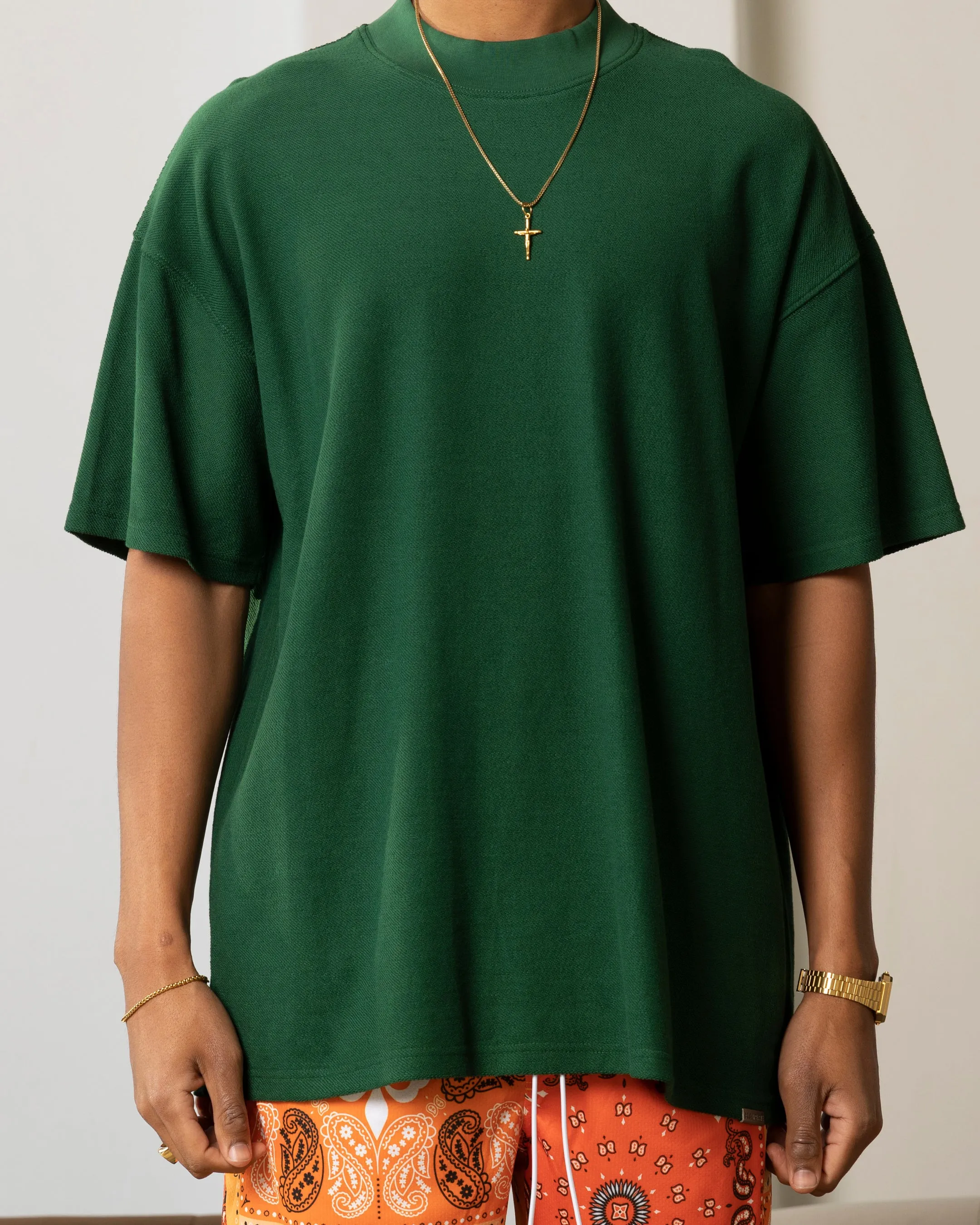 Carre Terry Oversized T-Shirt Forest Green SoftTouchFinish Thermal Regulating Layer