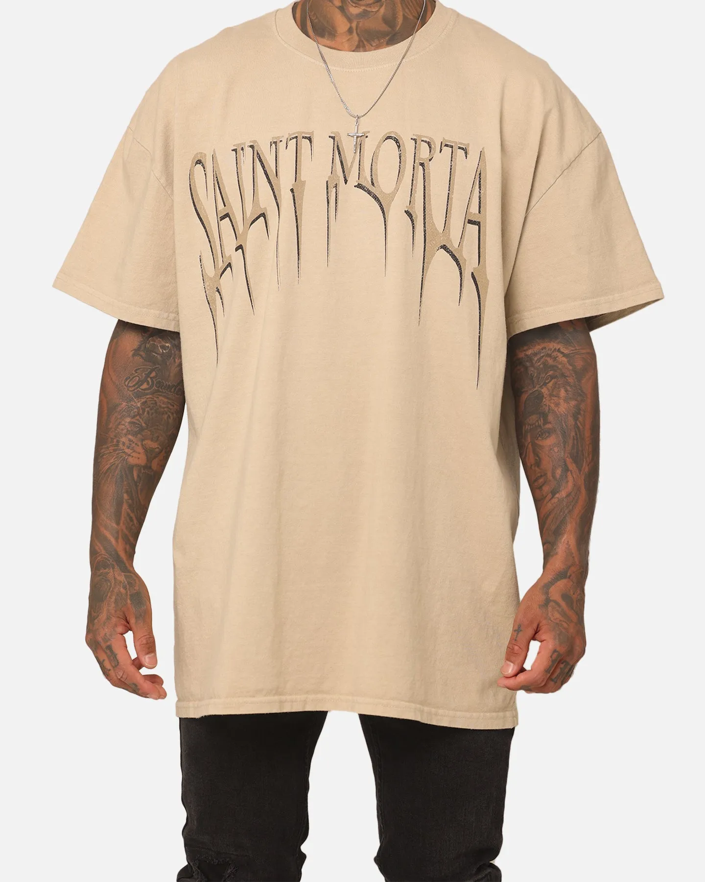 Easy Fit Wear Stylish Layer Look Saint Morta Sinister Lafayette T-Shirt Stone