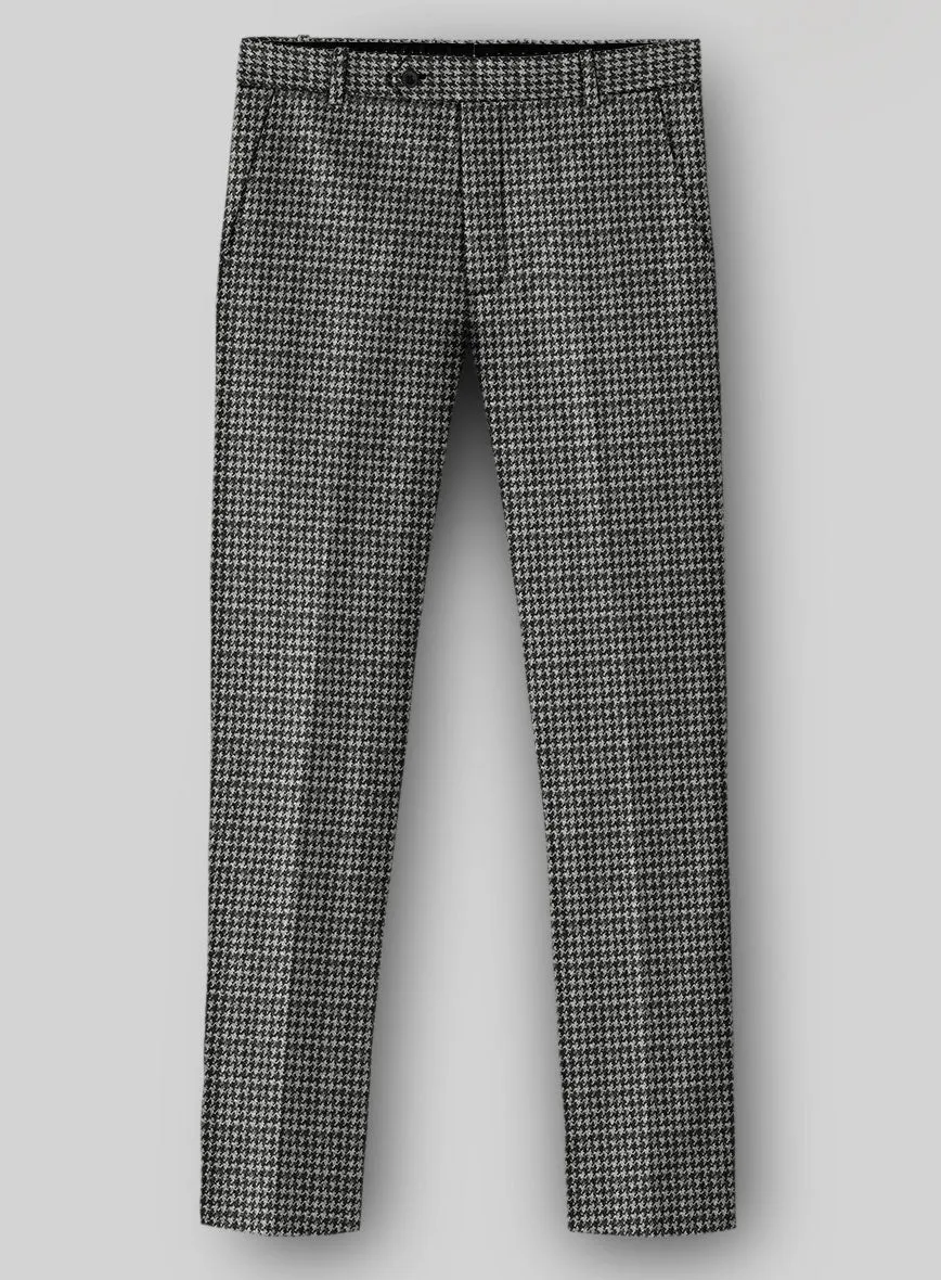 Timeless Professional Wear Convertible Cuff Mechanism Highlander Heavy Black Houndstooth Tweed Pants