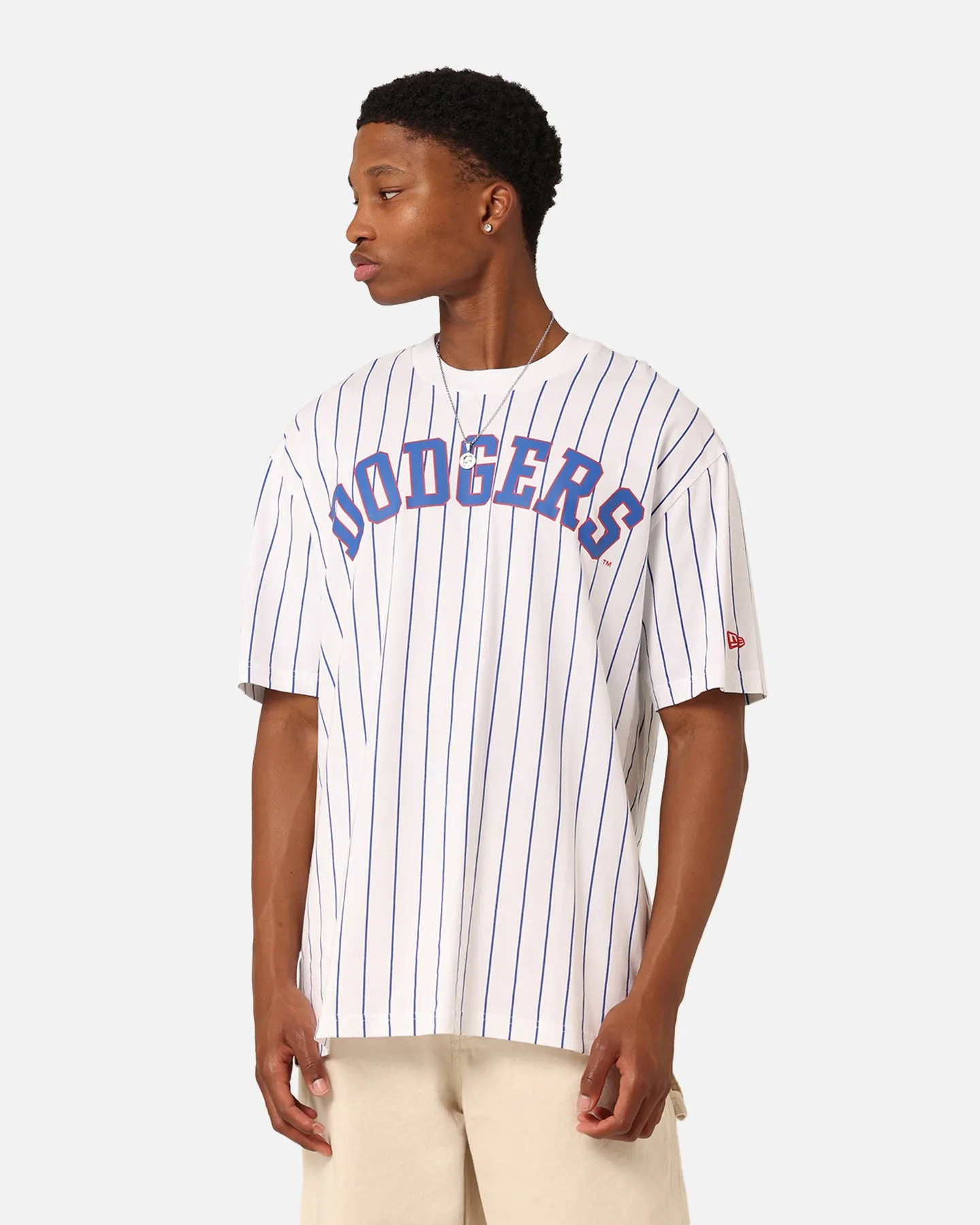 Lightweight Feel On-the-Go Comfort New Era Los Angeles Dodgers T-Shirt White Pinstripe