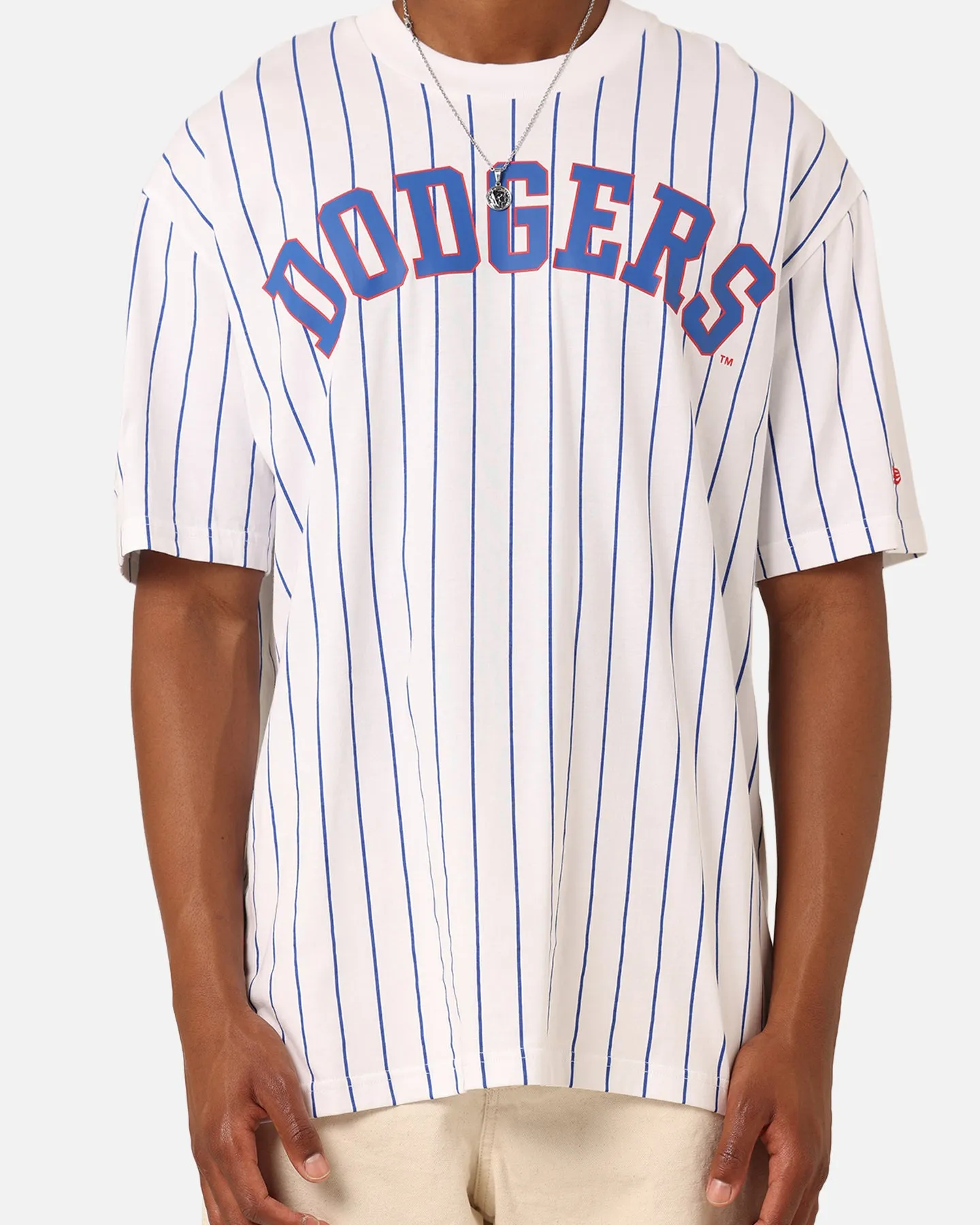 Premium Cotton Blend New Era Los Angeles Dodgers T-Shirt White Pinstripe