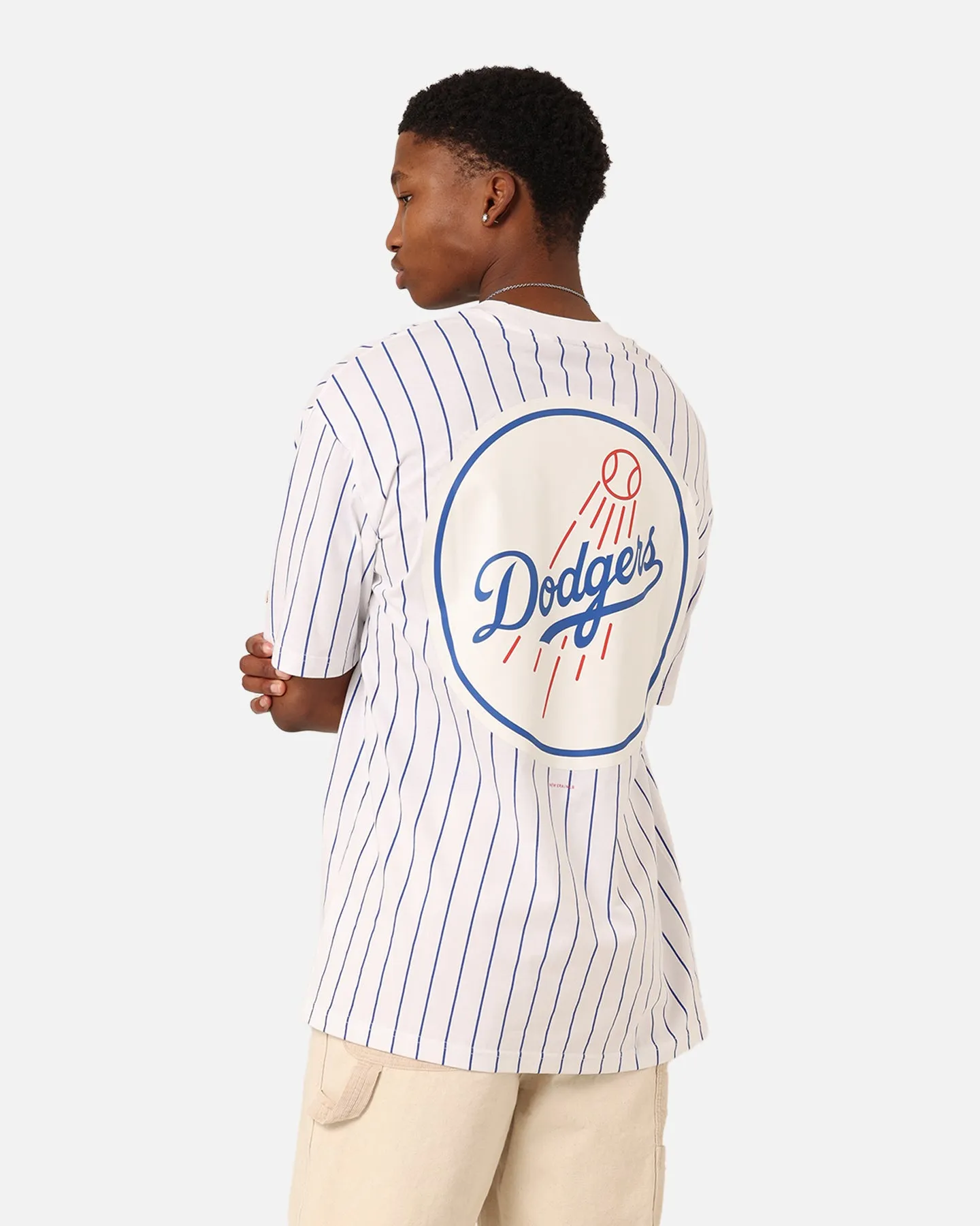 Chilly Day Comfort New Era Los Angeles Dodgers T-Shirt White Pinstripe