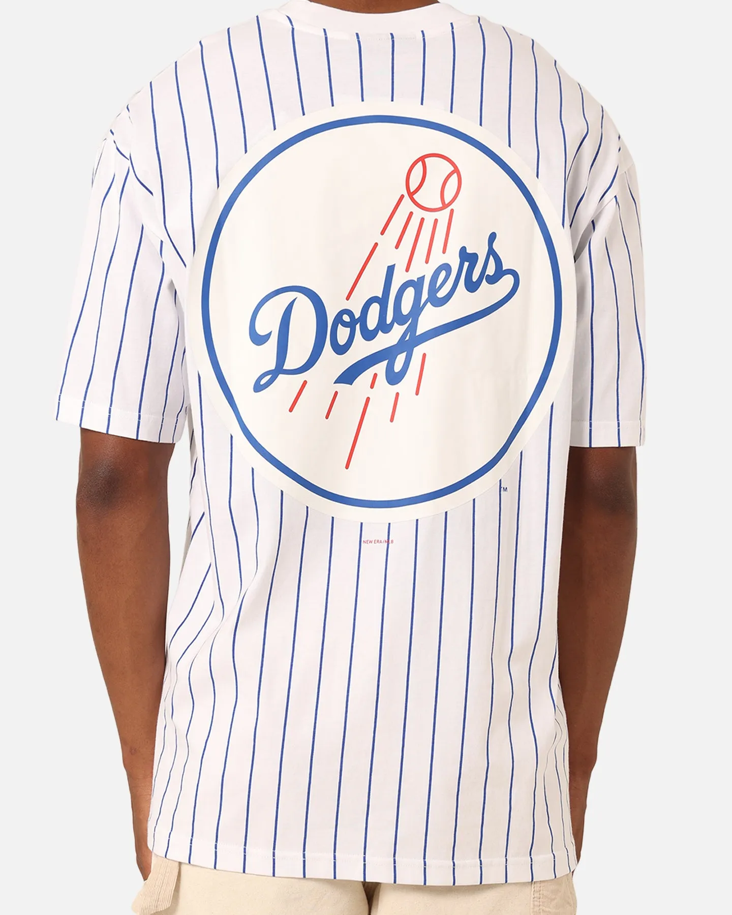 New Era Los Angeles Dodgers T-Shirt White Pinstripe Office Attire