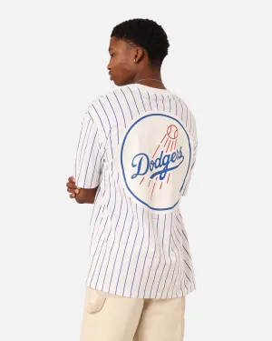 Chilly Day Comfort New Era Los Angeles Dodgers T-Shirt White Pinstripe