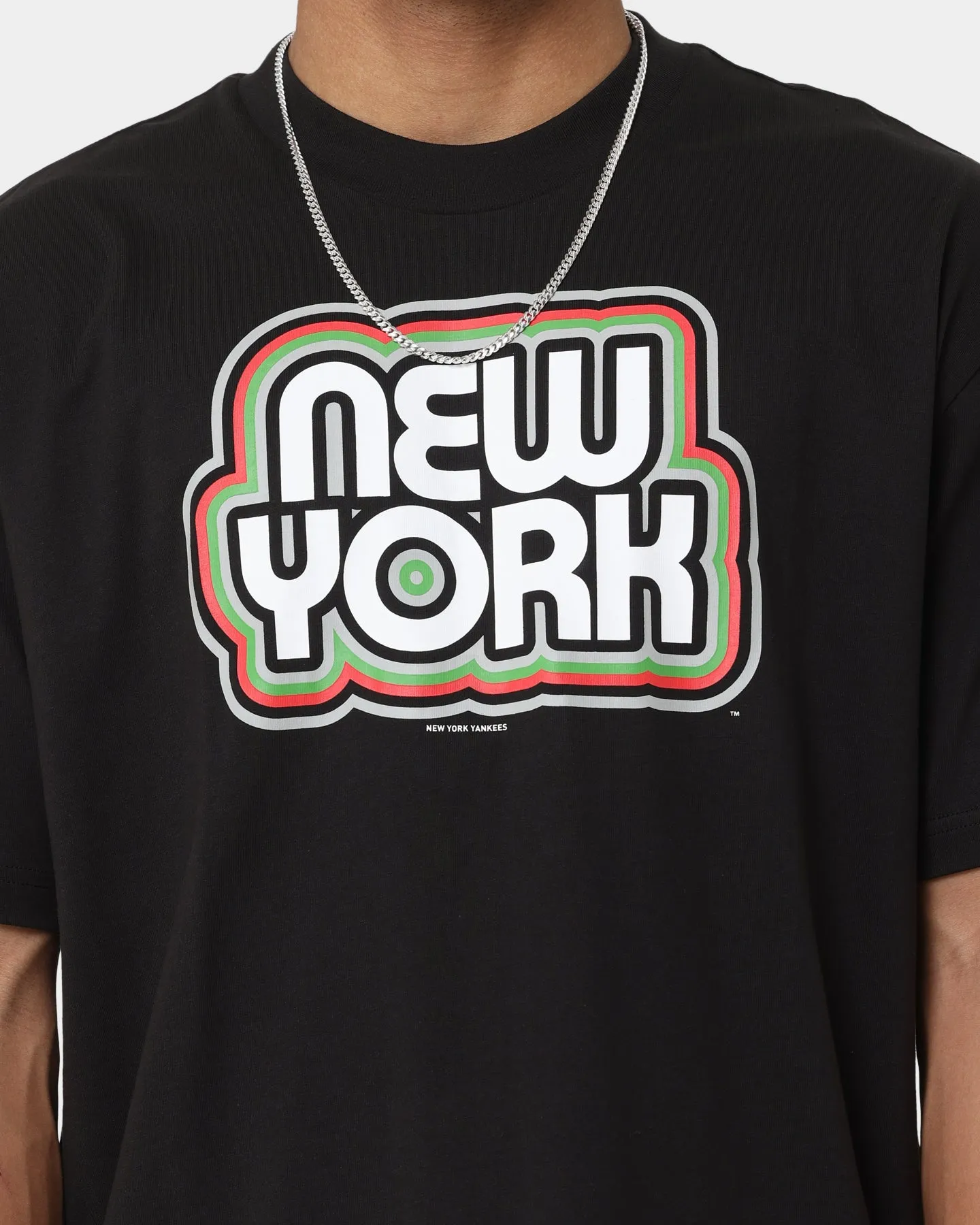 New Era New York Yankees Retro Outline Logo T-Shirt Black Trendy