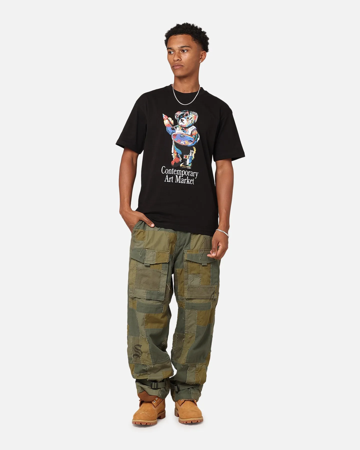 Minimal Comfort Wear AntiStatic Properties Market Art Market Bear T-Shirt Black