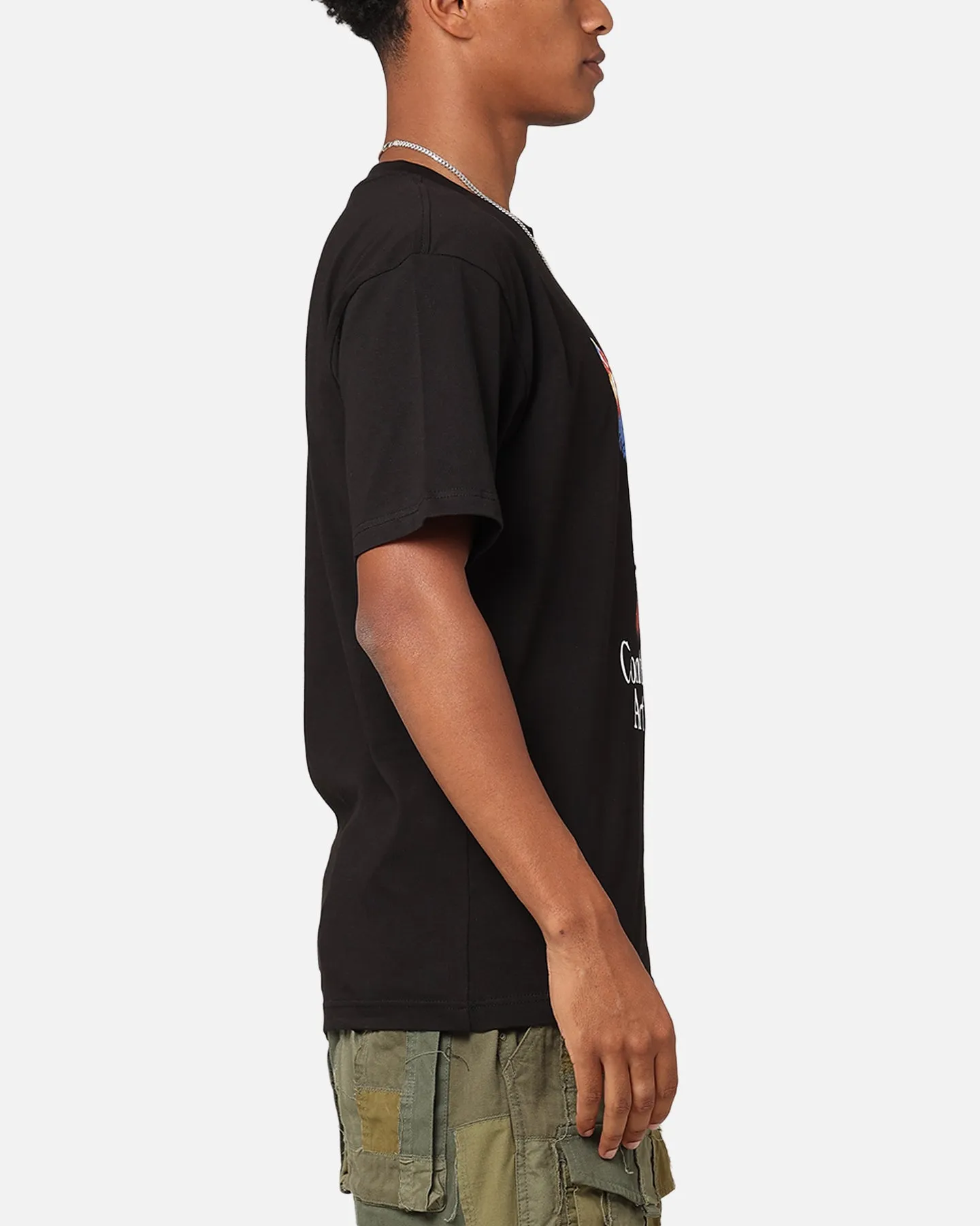 Non Irritating Tags comfortable top Market Art Market Bear T-Shirt Black