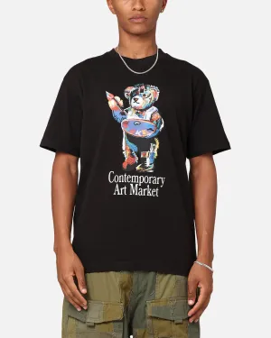 Summer Fashion Market Art Market Bear T-Shirt Black