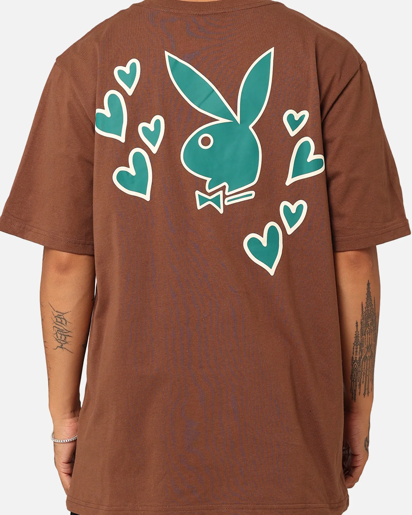 Fashionable Wear Classic Design Playboy PB Heart T-Shirt Brown