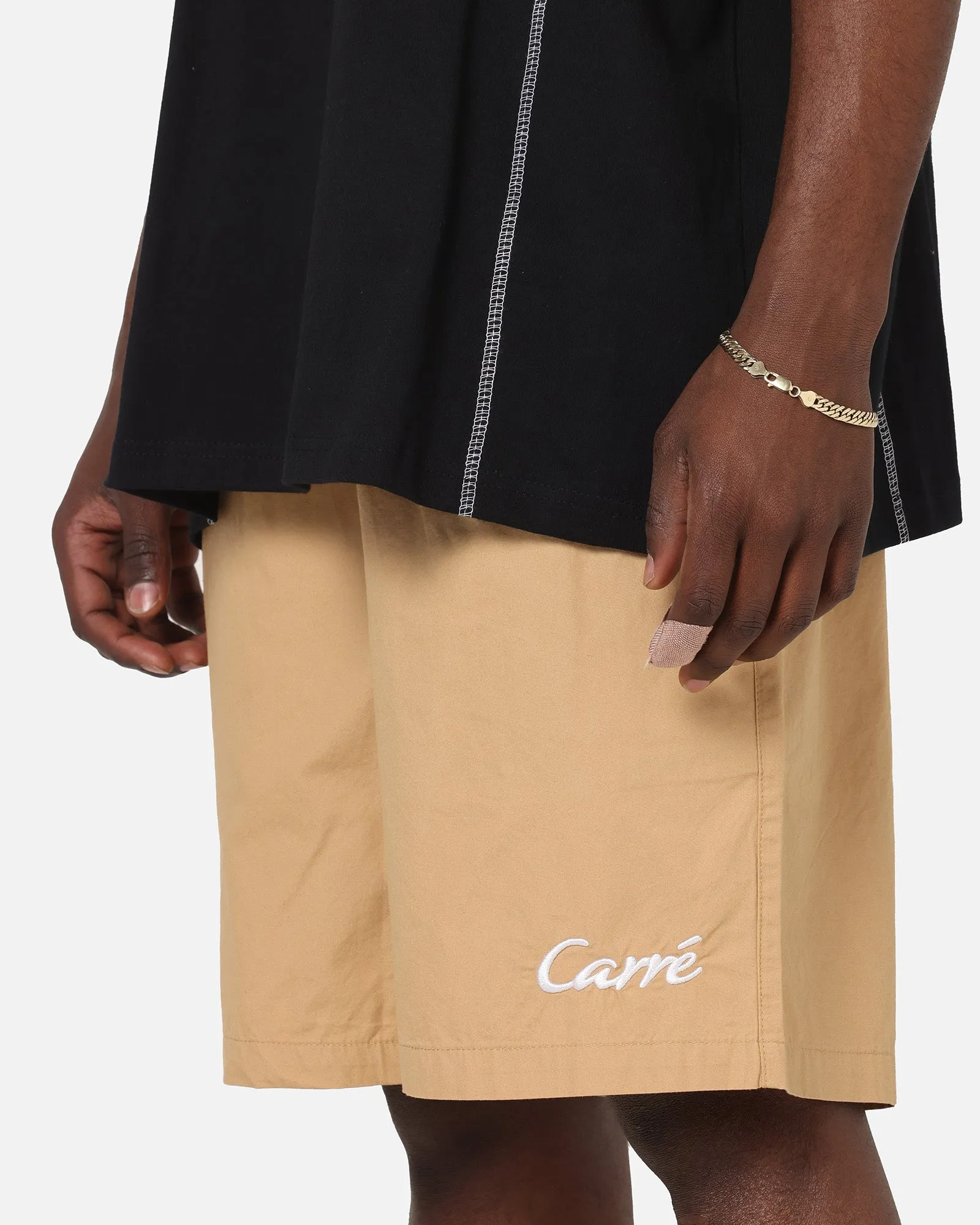 Anti Chafe Seamless Carre Da Script Beach Shorts Tan