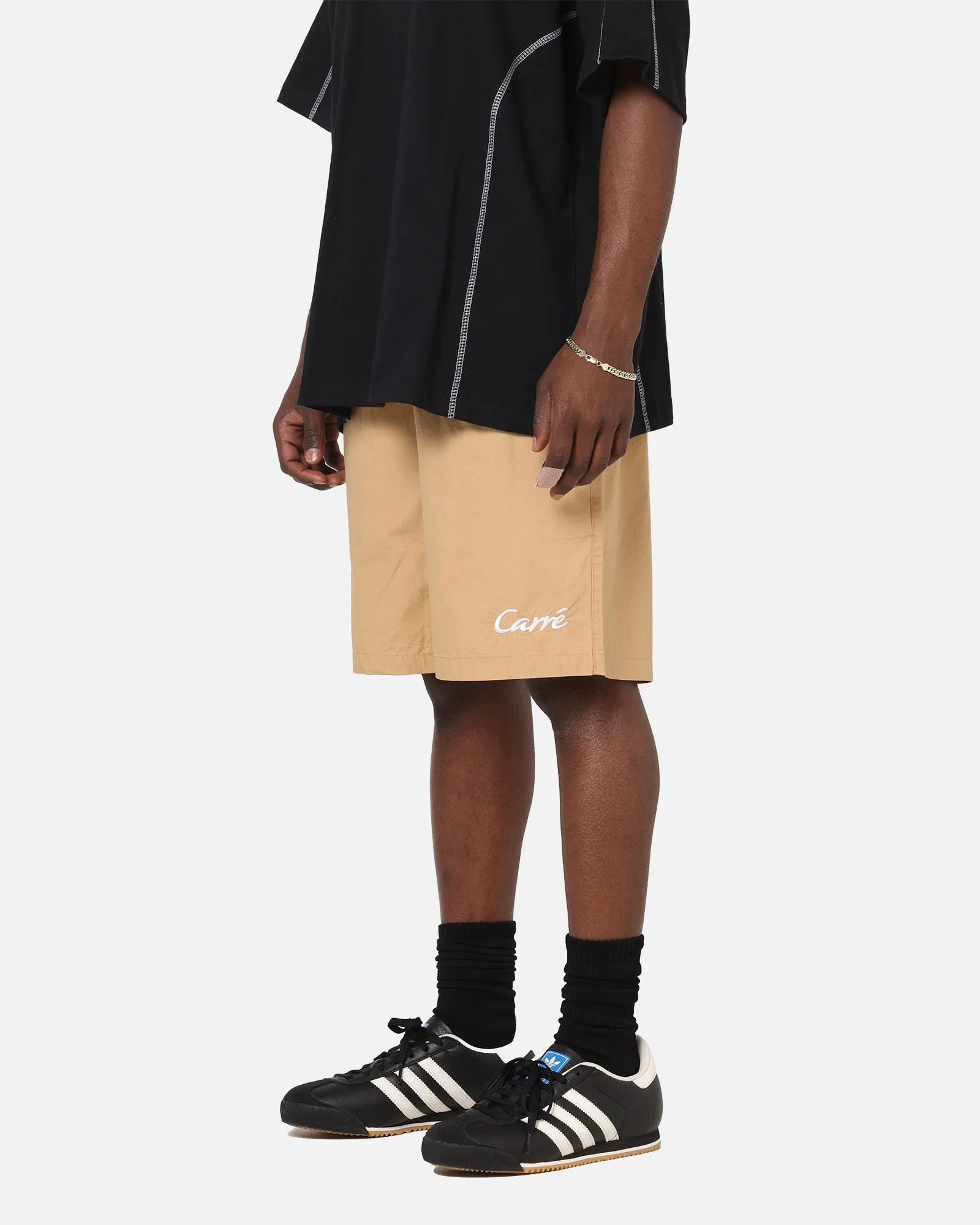 Carre Da Script Beach Shorts Tan Active Life Relaxed Fit