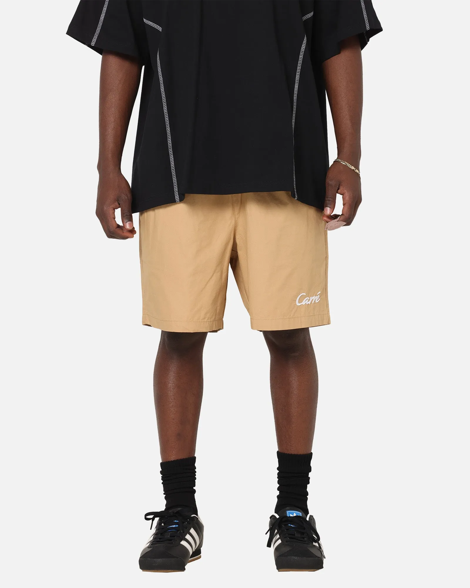 Anti Slip Waist Grip Carre Da Script Beach Shorts Tan