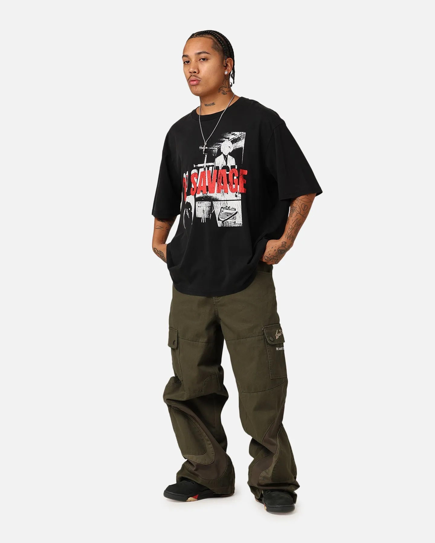 21 Savage American Dream T-Shirt Washed Black Layered Comfort