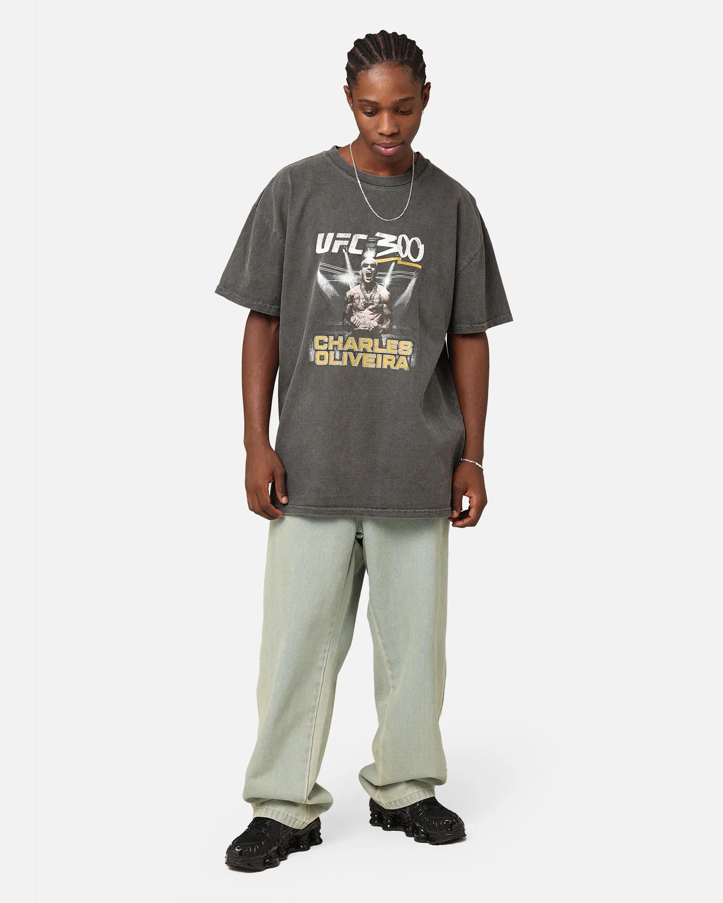 UFC By Culture Kings Charles "Do Bronxs" Oliveira 300 Heavyweight T-Shirt Black Wash Microfiber texture