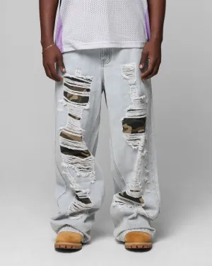 Loiter Collateral Distressed Jeans Denim Camo Quick Release Closure