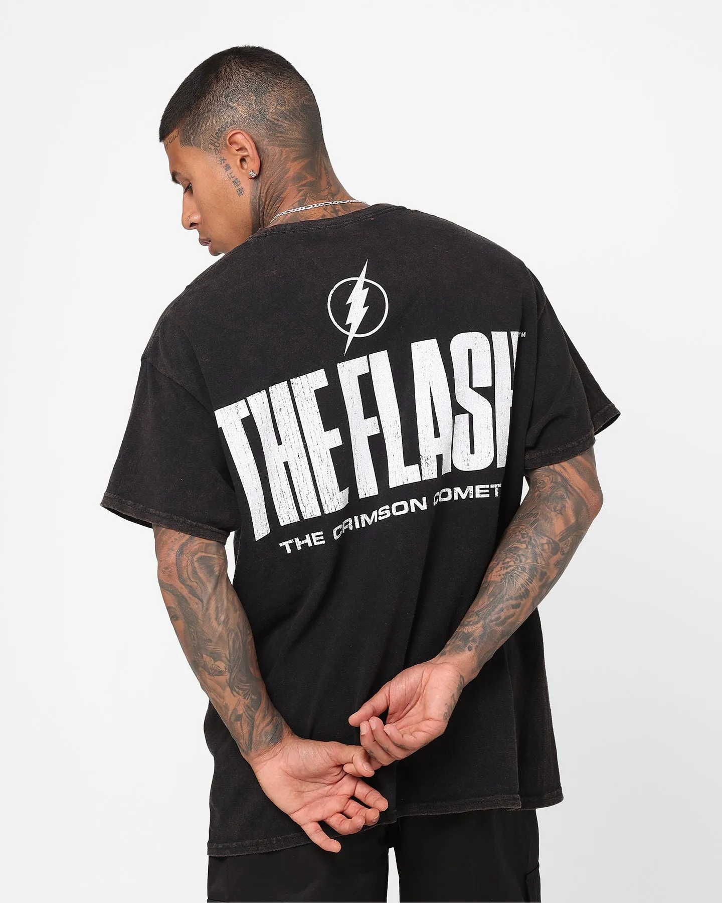 Goat Crew X The Flash The Flash Vintage T-Shirt Black Wash Anti Pill Surface
