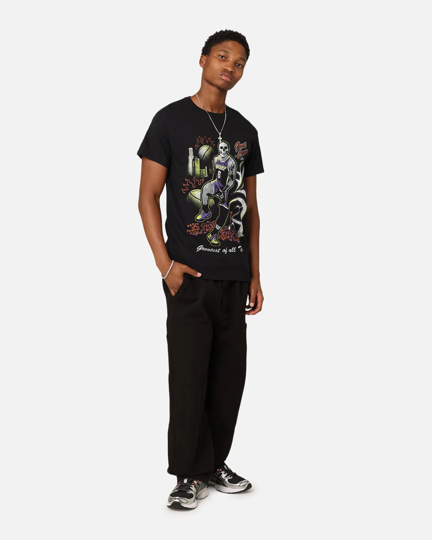 Heather Jersey Material Goat Crew Big LA Baller T-Shirt Black