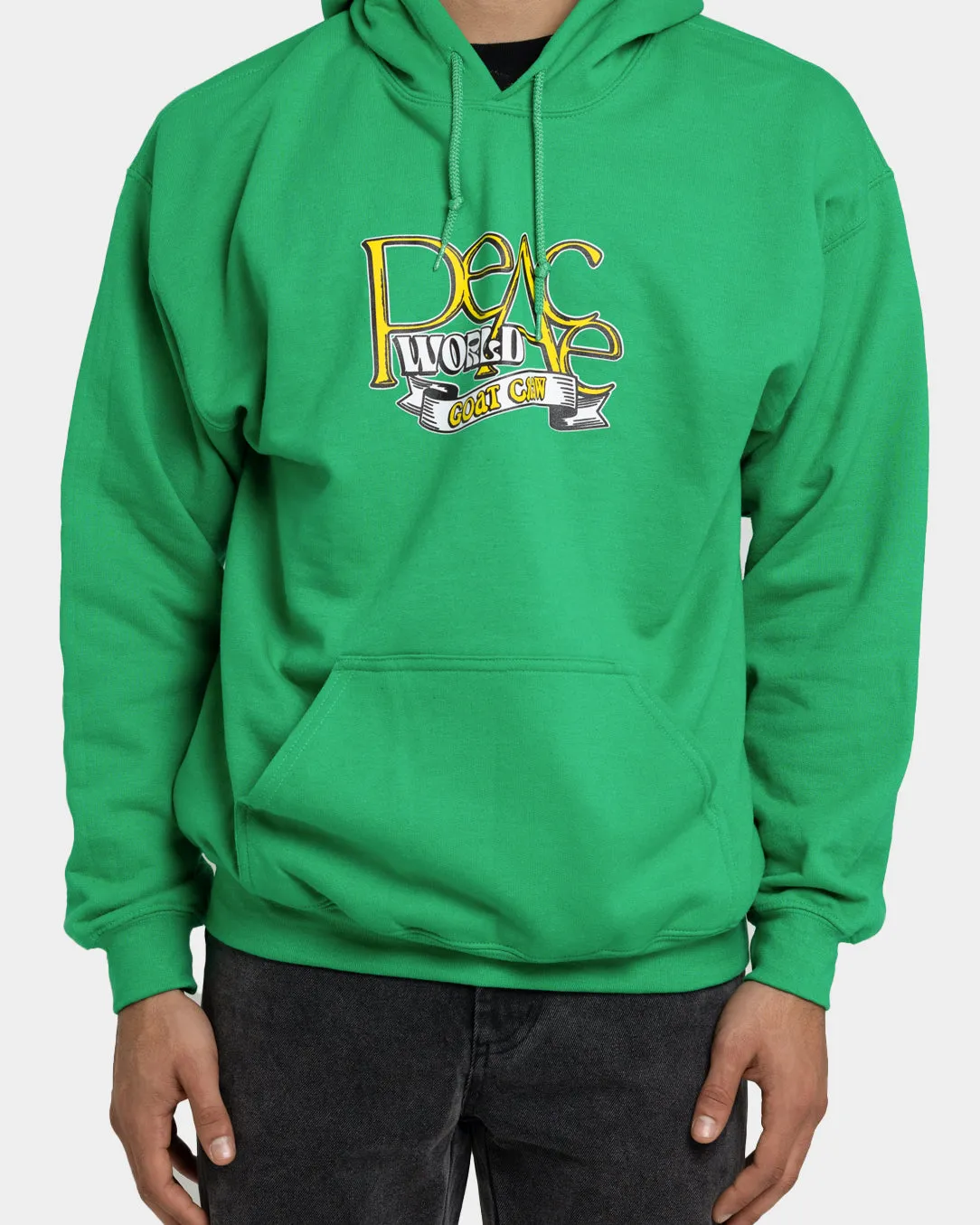 Steampunk style windproof lining Goat Crew World Peace Hoodie Green