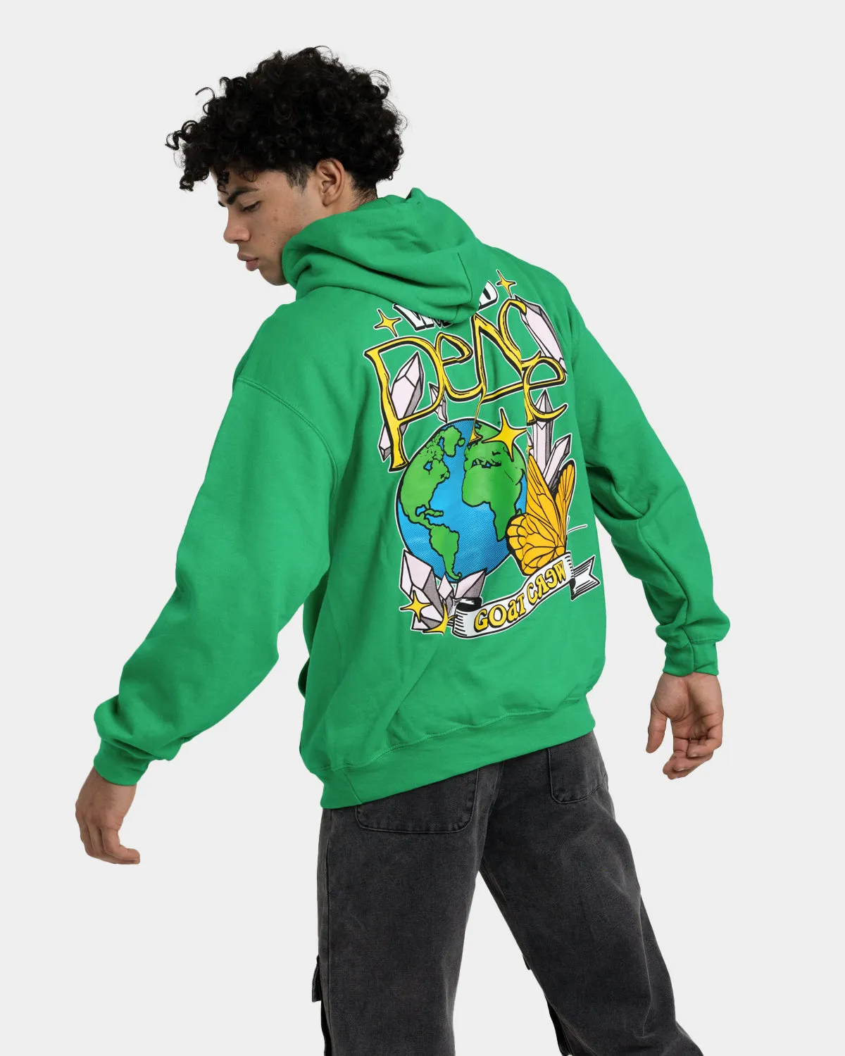 Goat Crew World Peace Hoodie Green Bonded seams