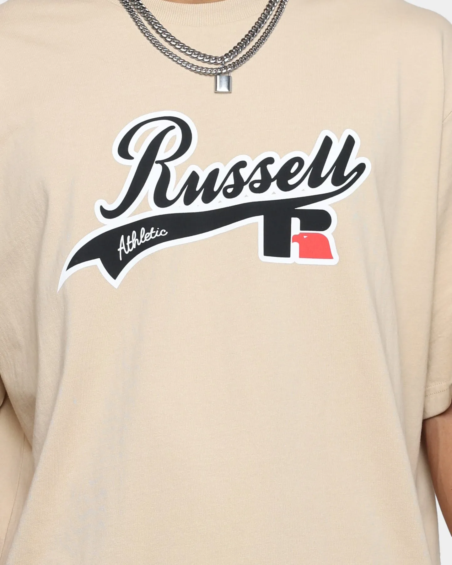 Russell Athletic Oversized T-Shirt Stone Comfortable Look Subtle Embroidery