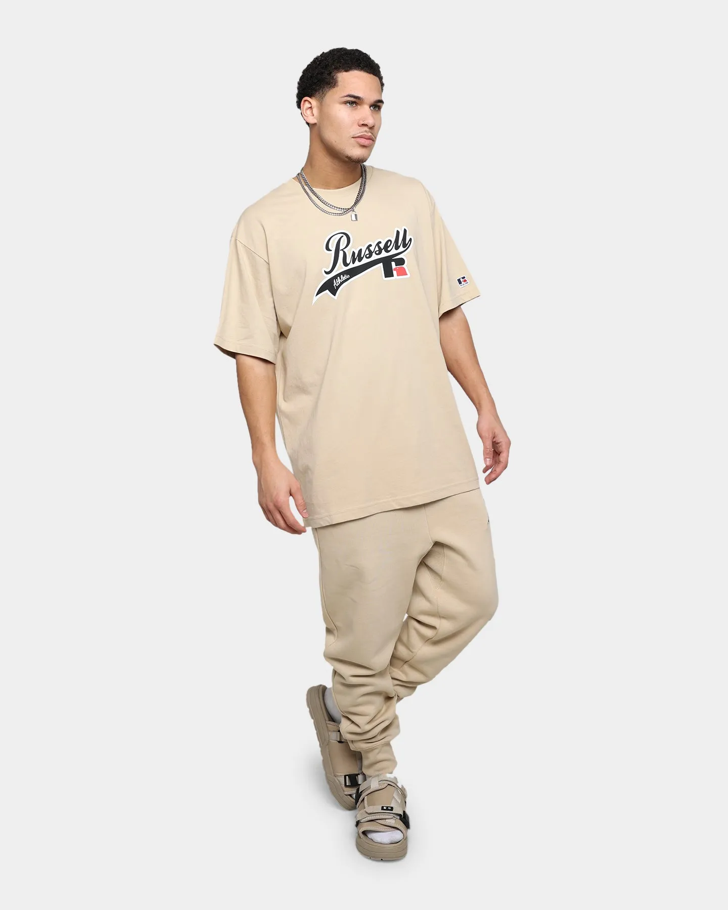 safe for skin Casual Must-Have Russell Athletic Oversized T-Shirt Stone