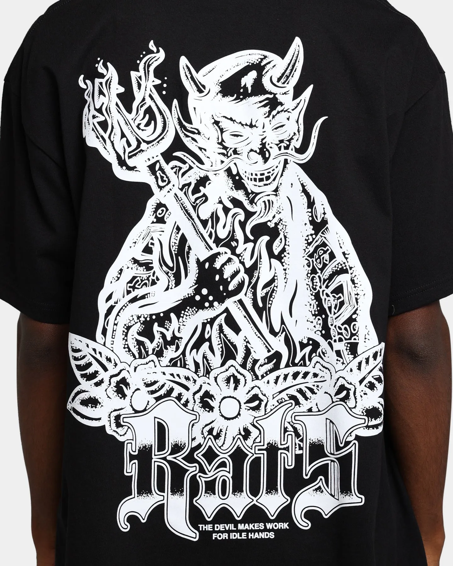 Rats Get Fat Idle Hands T-Shirt Black slim fit Airflow Ventilation Design