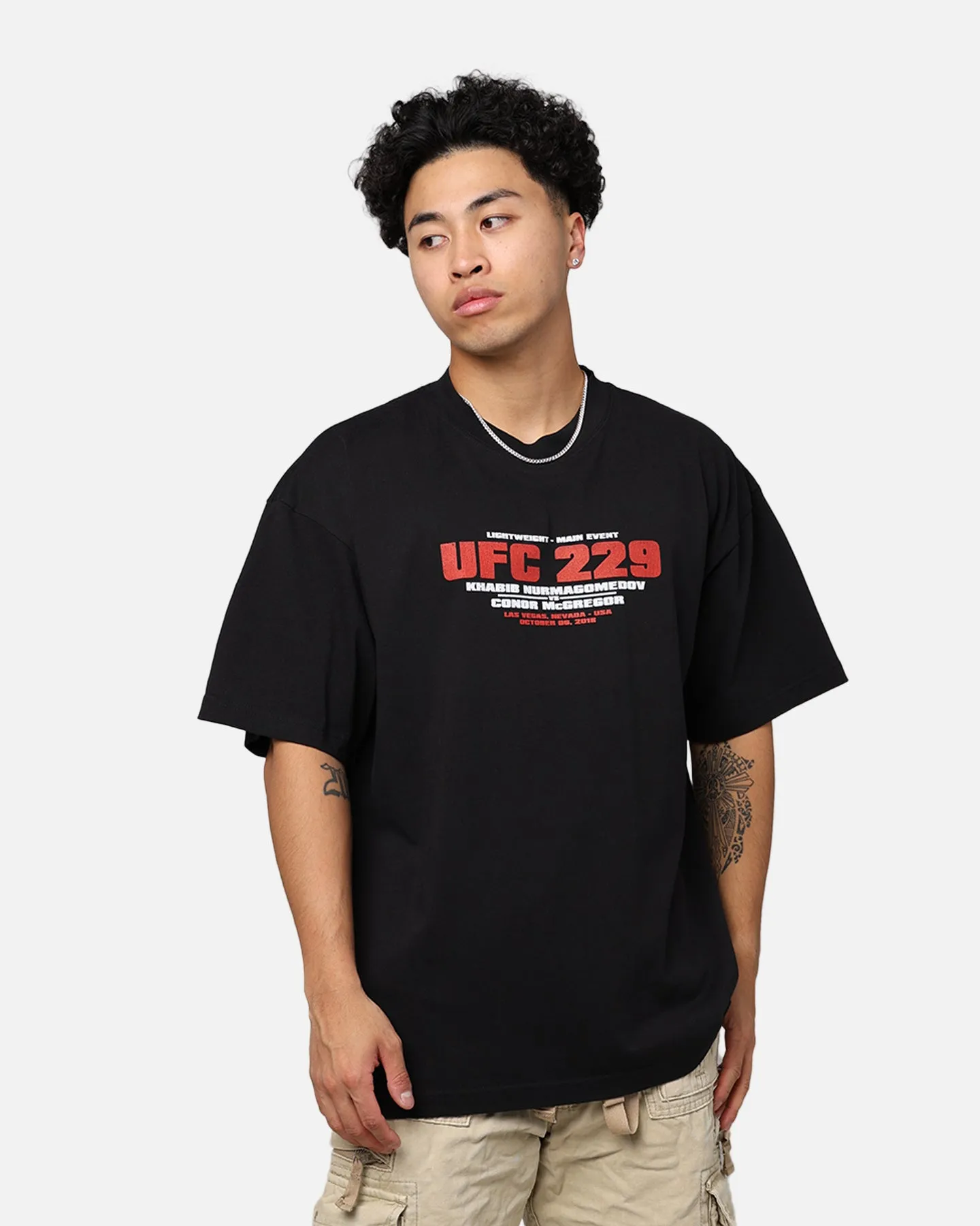 Comfortable Layering UFC By Goat Crew Khabib Nurmagomedov vs. Conor McGregor  229 Card T-Shirt Black