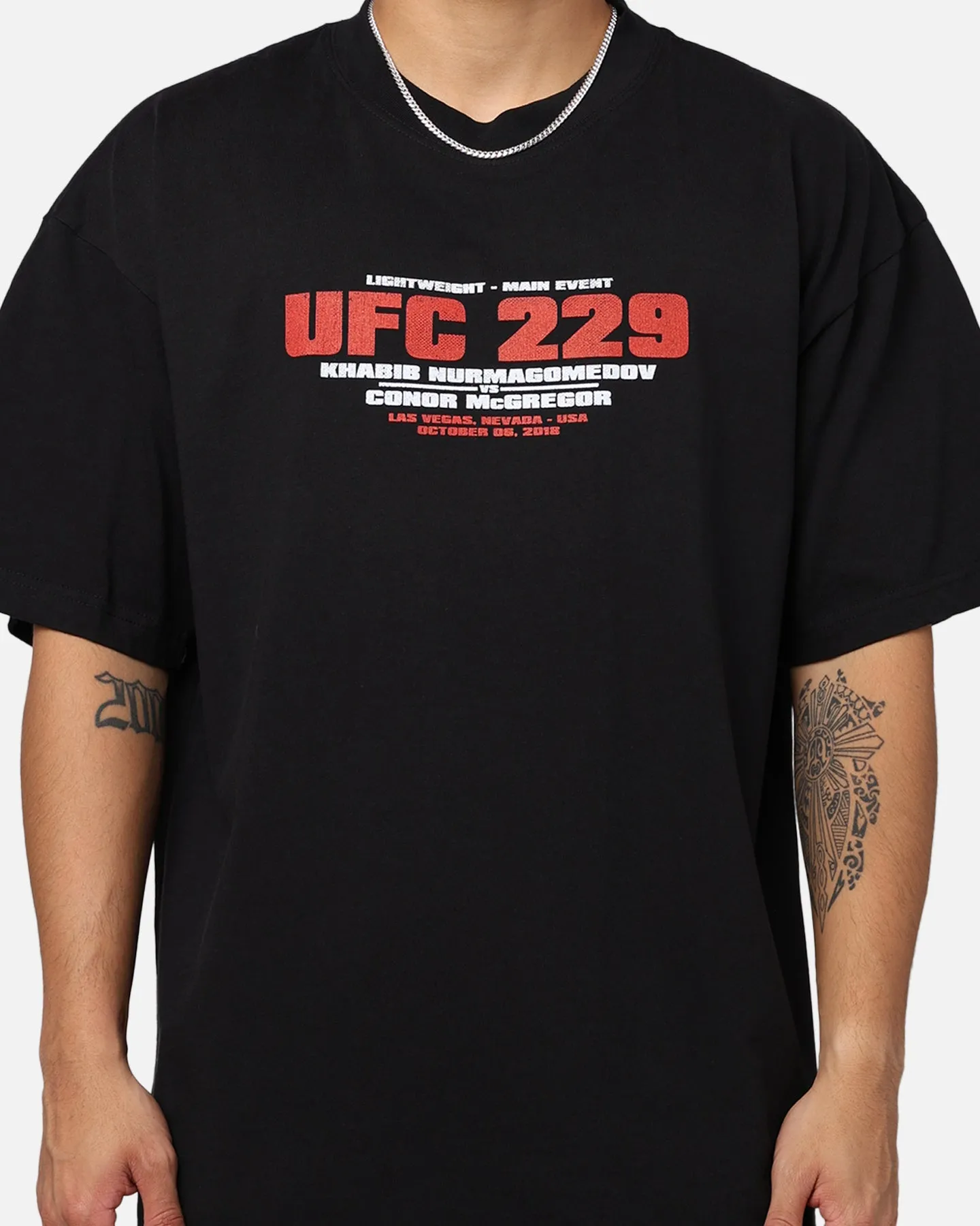 UFC By Goat Crew Khabib Nurmagomedov vs. Conor McGregor  229 Card T-Shirt Black Elegant and Relaxed Perfect Layering