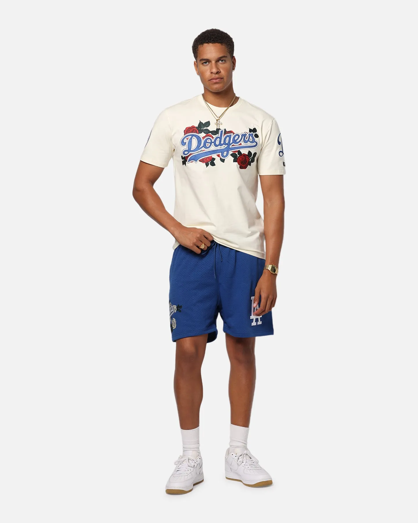 Pro Standard Los Angeles Dodgers Roses Mesh Shorts Dark Blue Reflective Safety Details