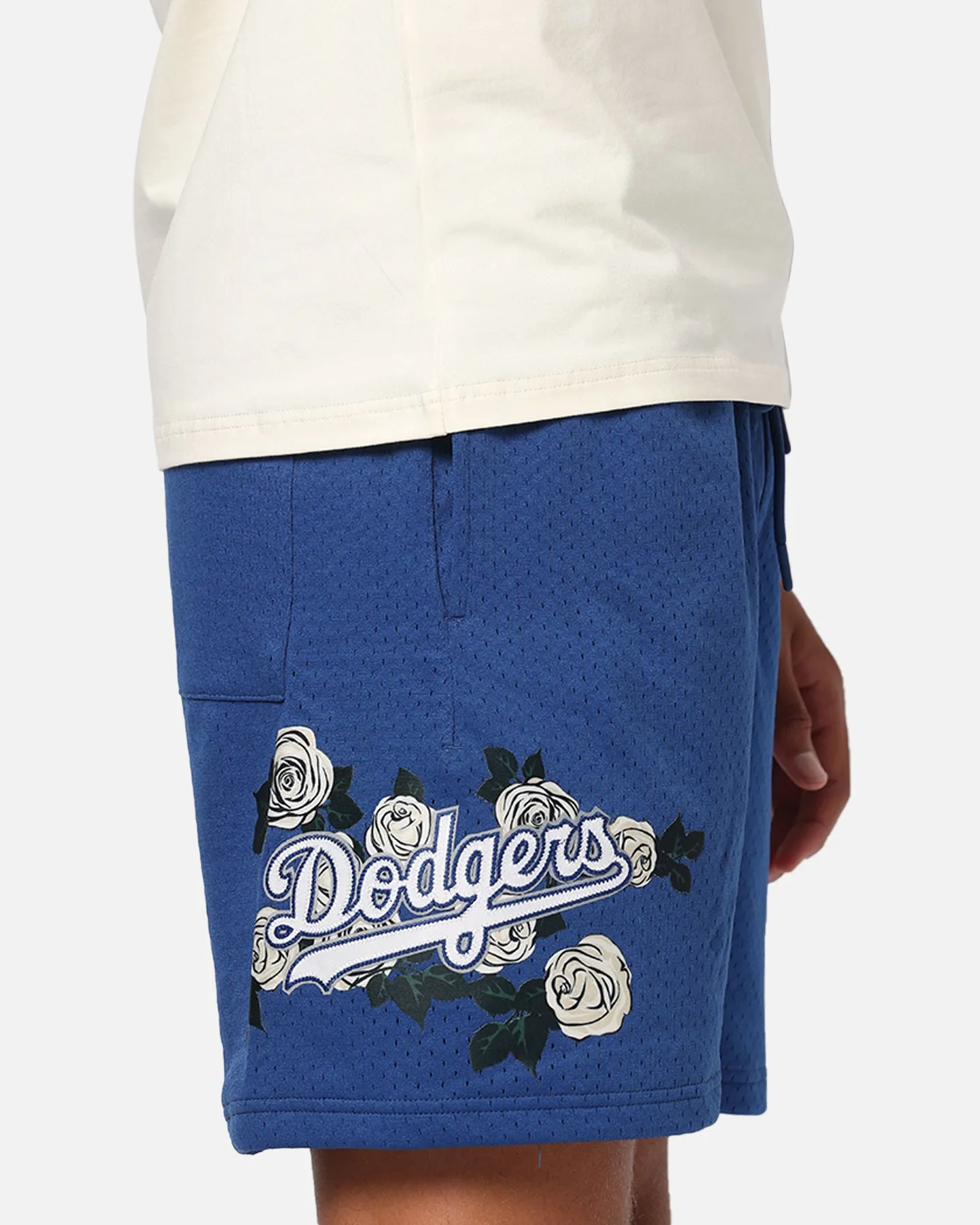 hang dry All Day Comfort Pro Standard Los Angeles Dodgers Roses Mesh Shorts Dark Blue