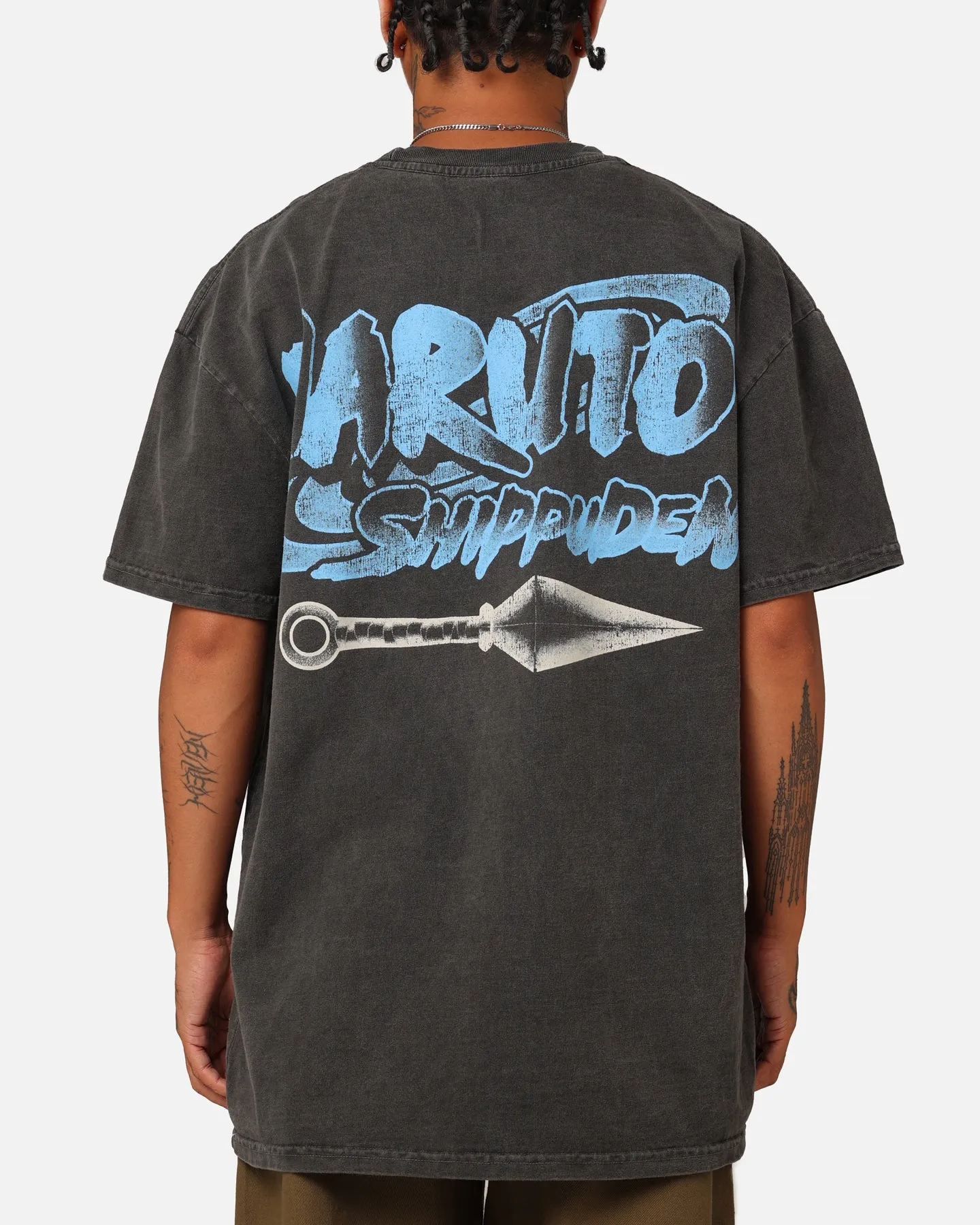 Classic Layering Recycled Polyester Blend Goat Crew X Naruto Naruto Shippuden Heavyweight T-Shirt Black Wash