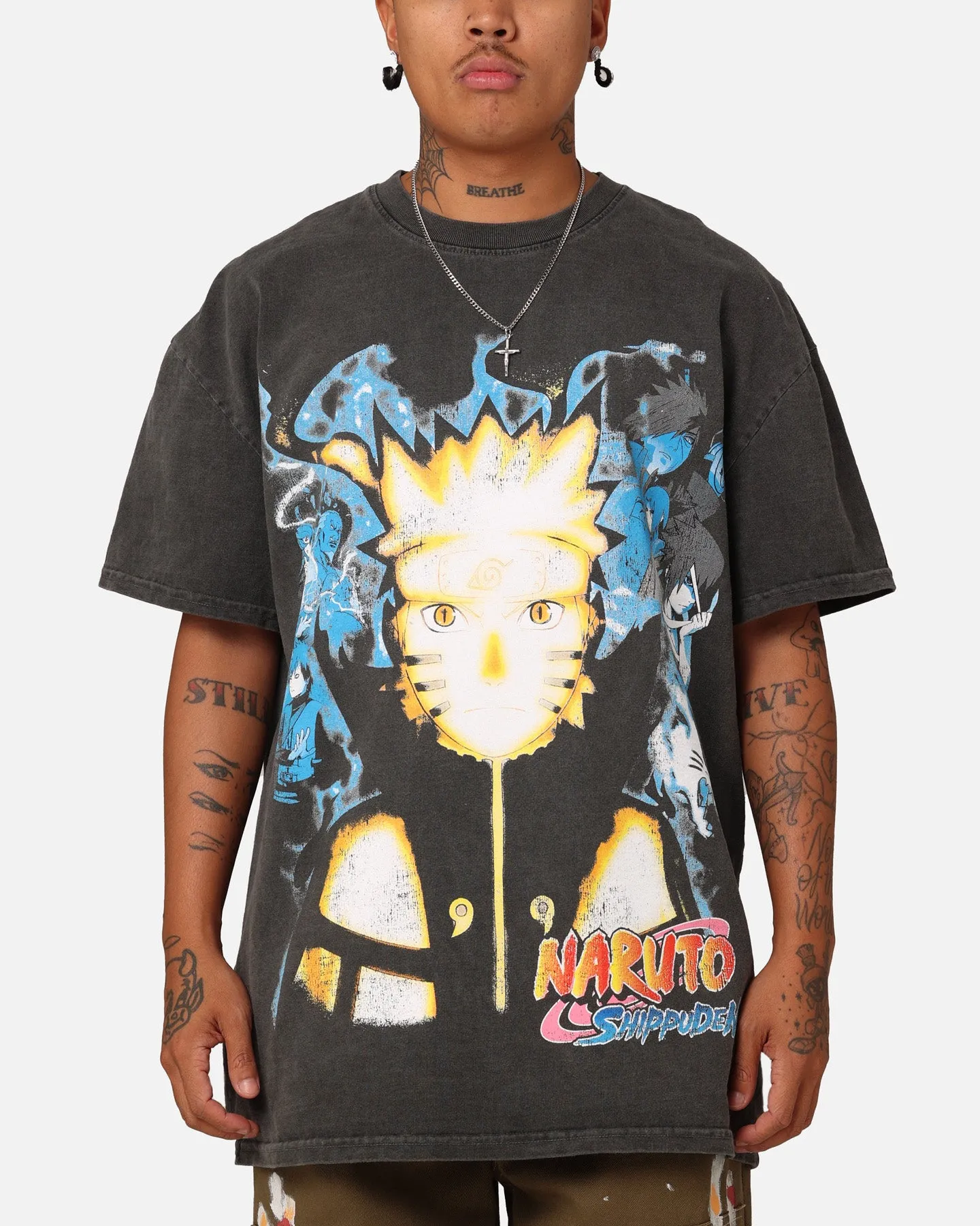Lightweight Construction Sports Outfit Goat Crew X Naruto Naruto Shippuden Heavyweight T-Shirt Black Wash