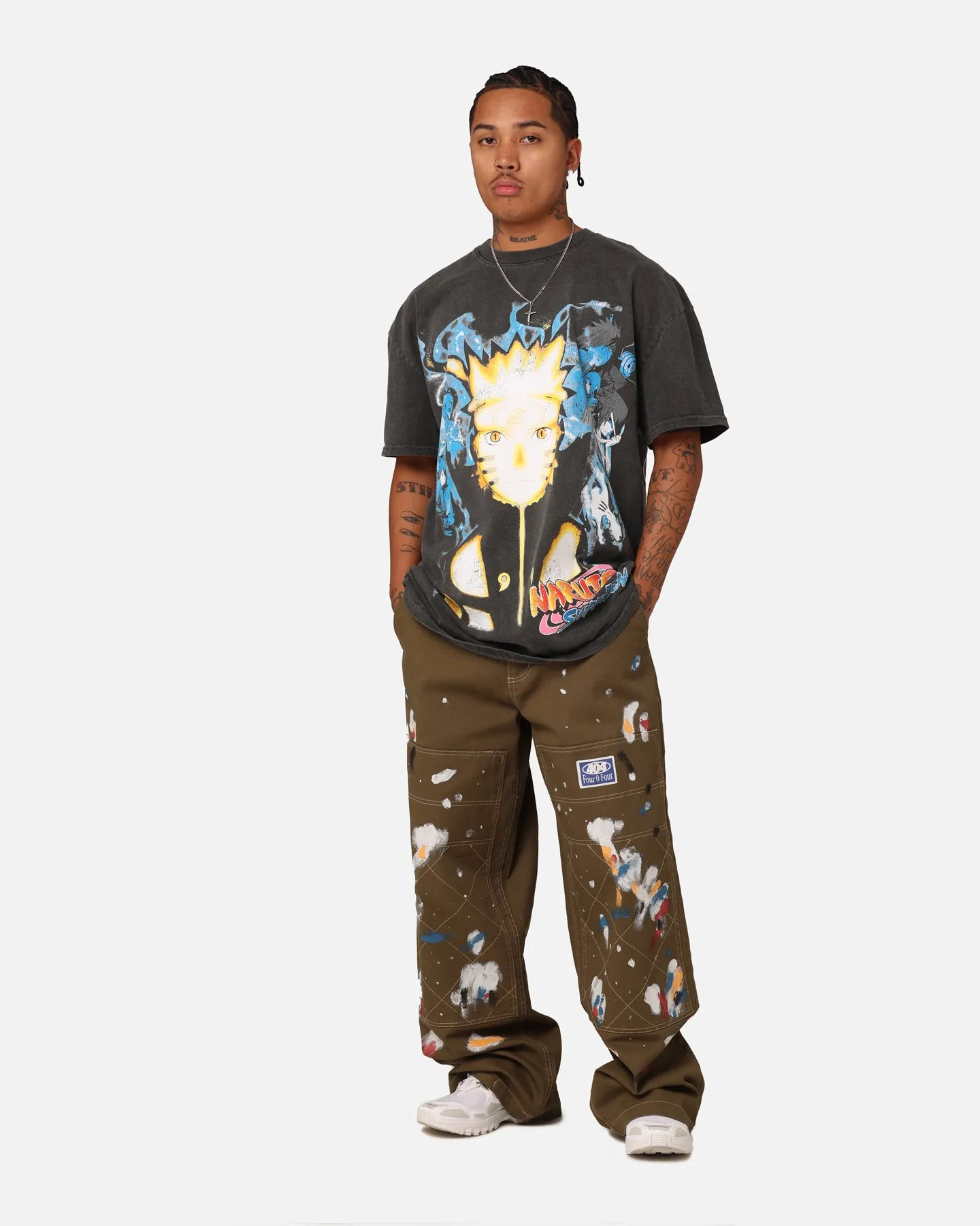 Garment Washed Texture Timeless Top Goat Crew X Naruto Naruto Shippuden Heavyweight T-Shirt Black Wash