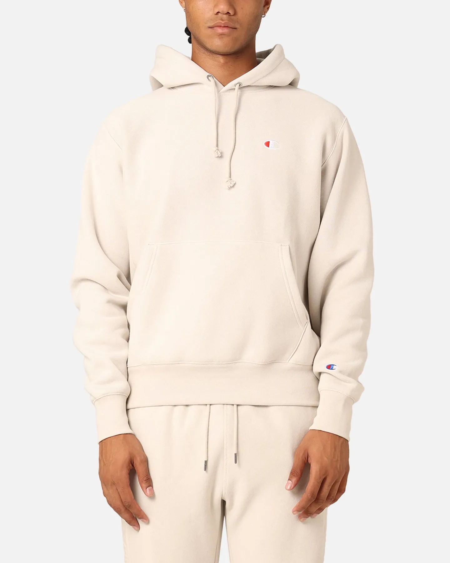 Champion Reverse Weave Small C Hoodie Stone Vintage Appeal Street Ease