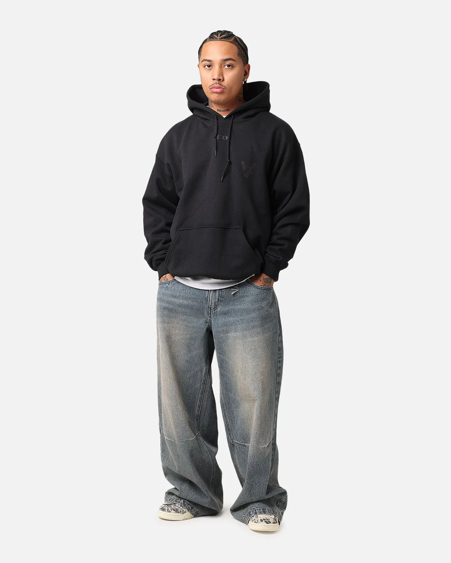 Multi Panel Construction The Anti Order A Logo Merch Hoodie Black