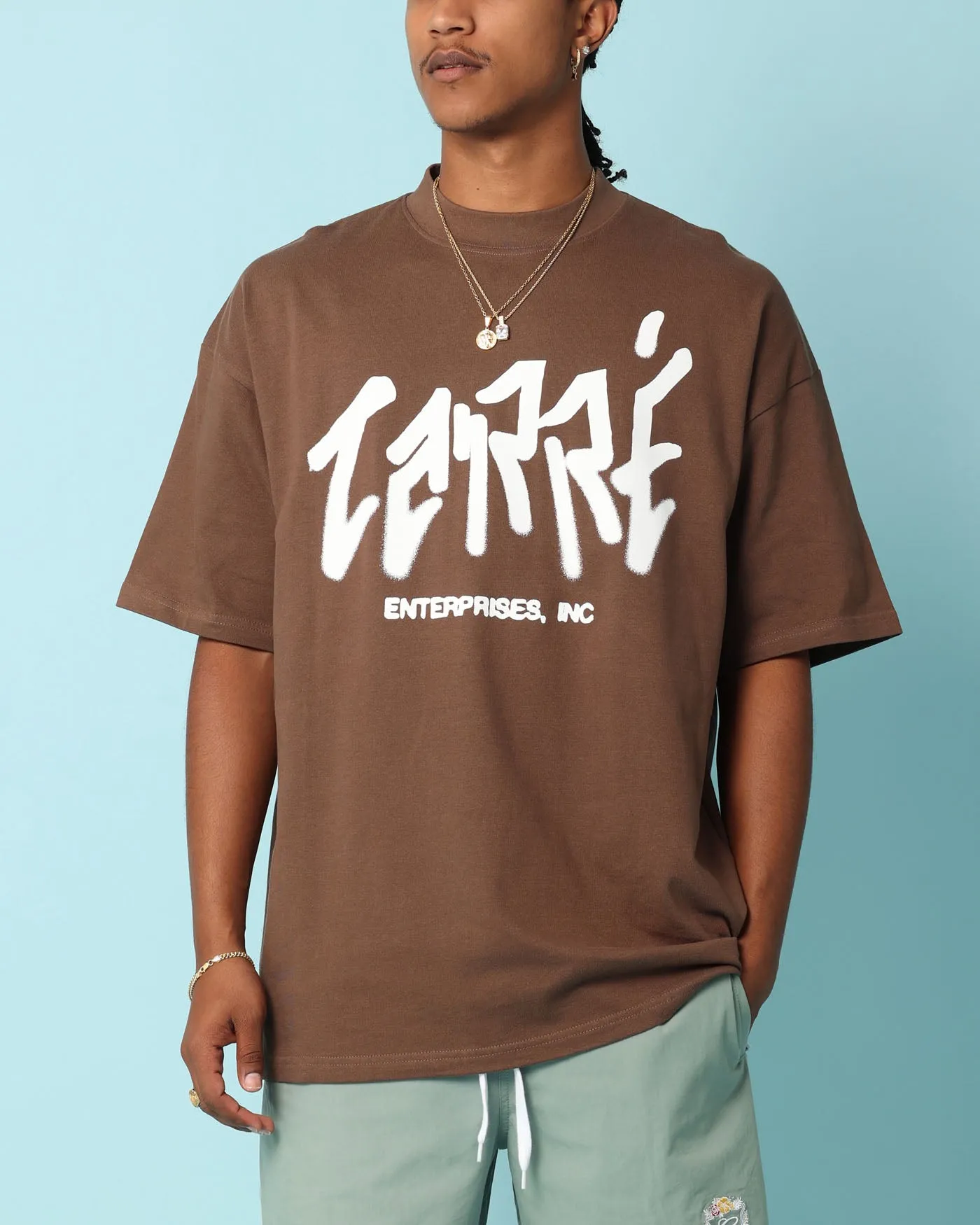 Carr?? Enterprise Oversized T-Shirt Brown Fresh Style Layered Style