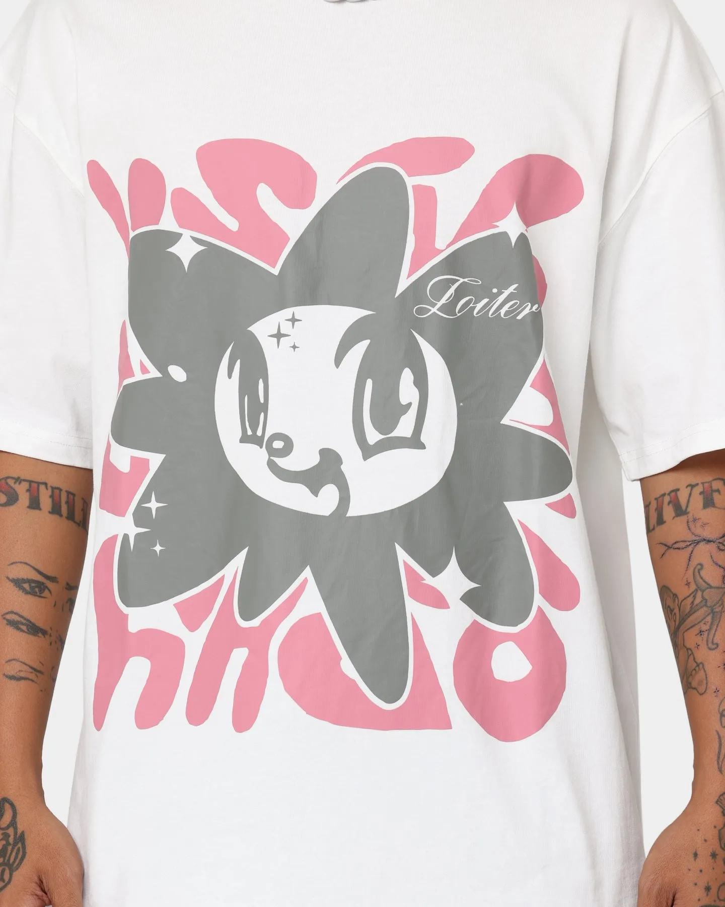 Loiter Utopia Fleur T-Shirt Off White sequined details