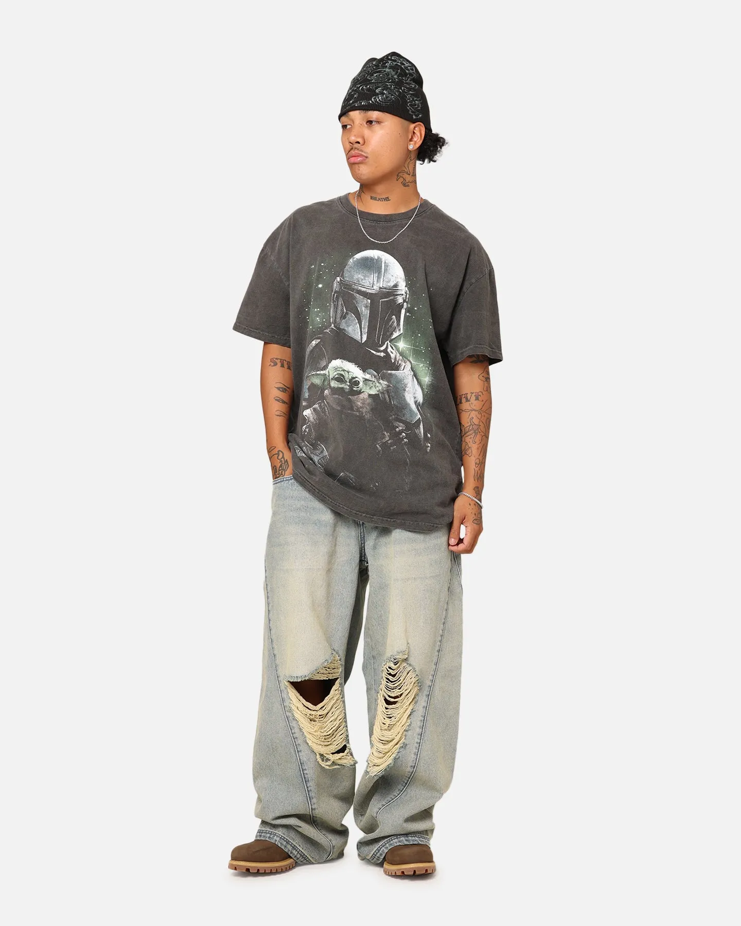 Garment Dyed Technique Star Wars The Mandalorian Heavyweight T-Shirt Black Wash