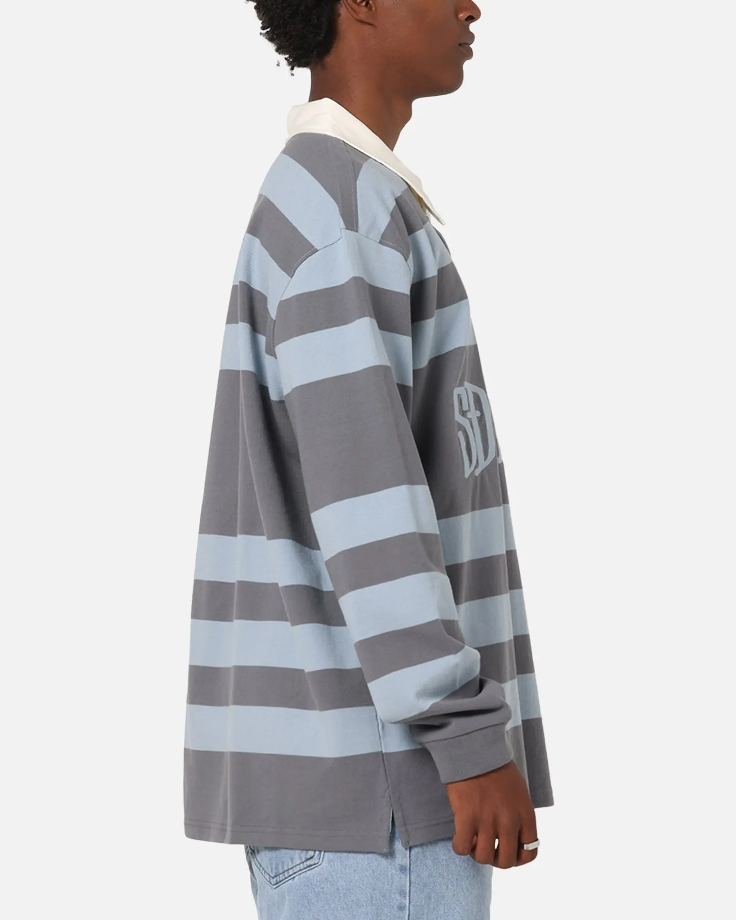 S Double PK Stripe Rugby Polo Baby Blue Chill Look