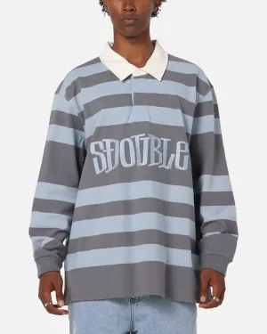 S Double PK Stripe Rugby Polo Baby Blue UV-Resistant Tailored Fit