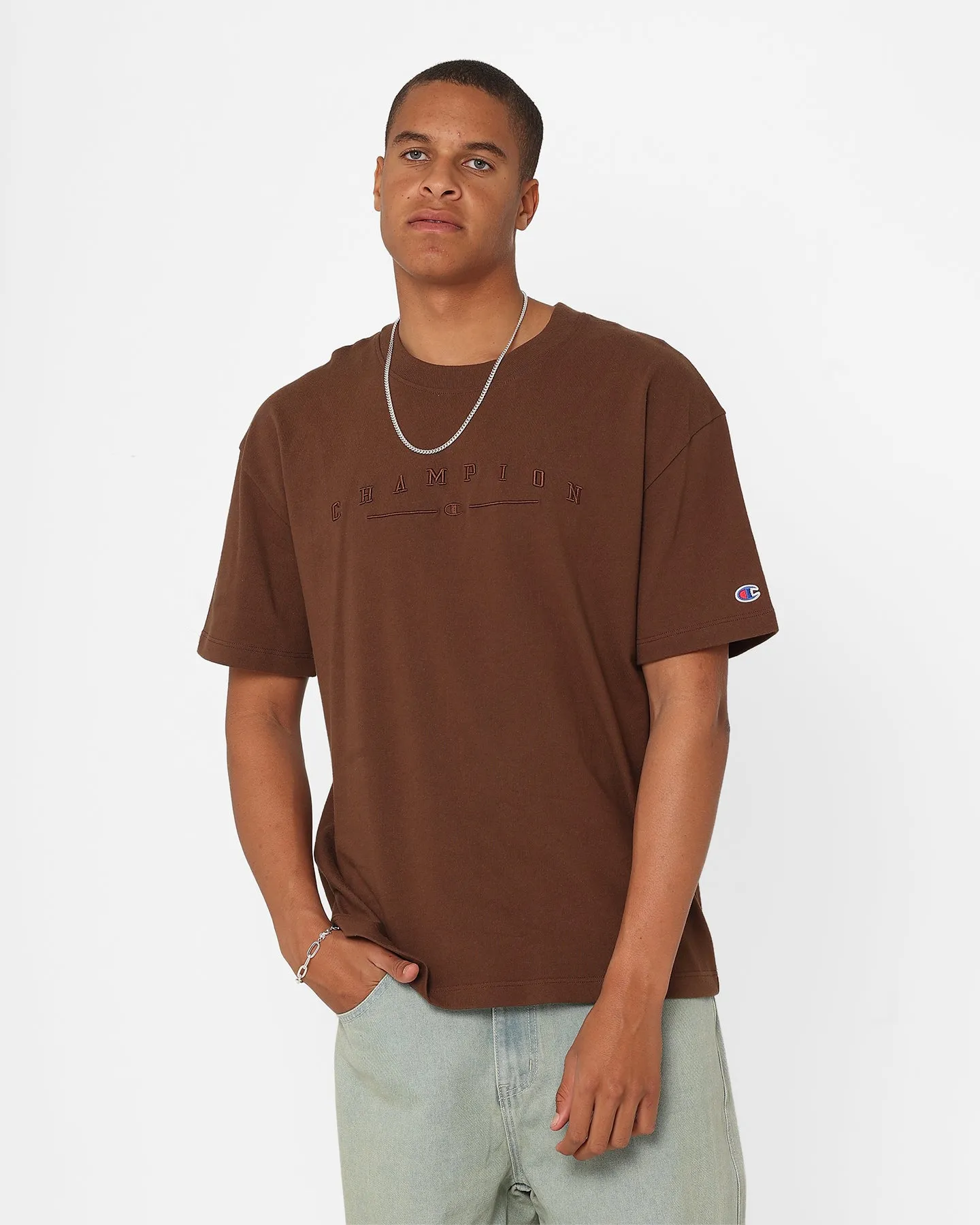 Heathered Fabric Champion Heritage 2K Logo T-Shirt Saddleback