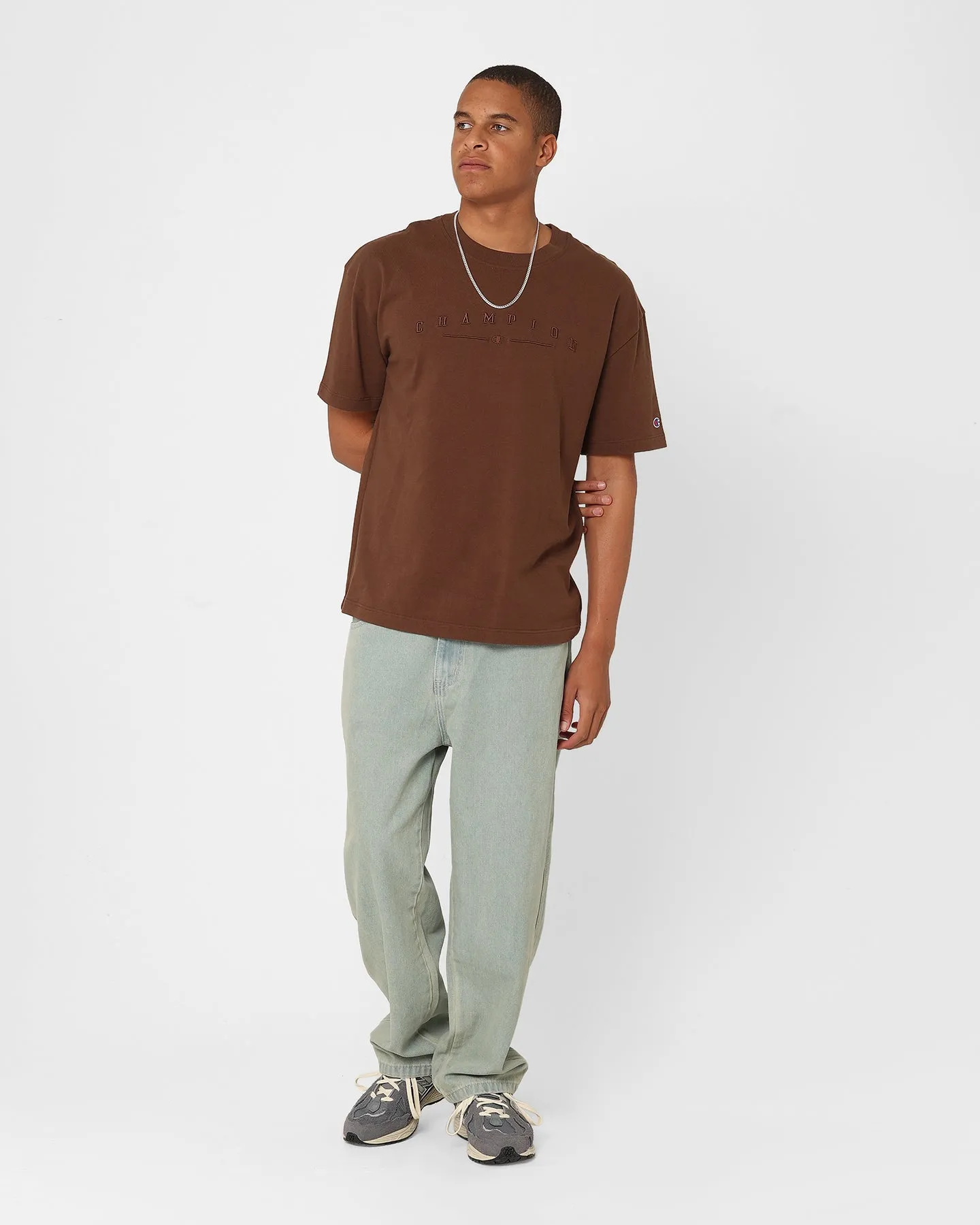 Relaxed Wearable High-Quality Cotton Champion Heritage 2K Logo T-Shirt Saddleback