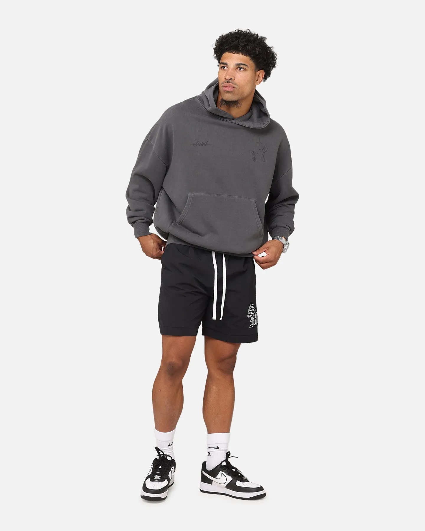 Saint Morta Destiny Rising Boxy Hoodie Washed Black Urban Spirit